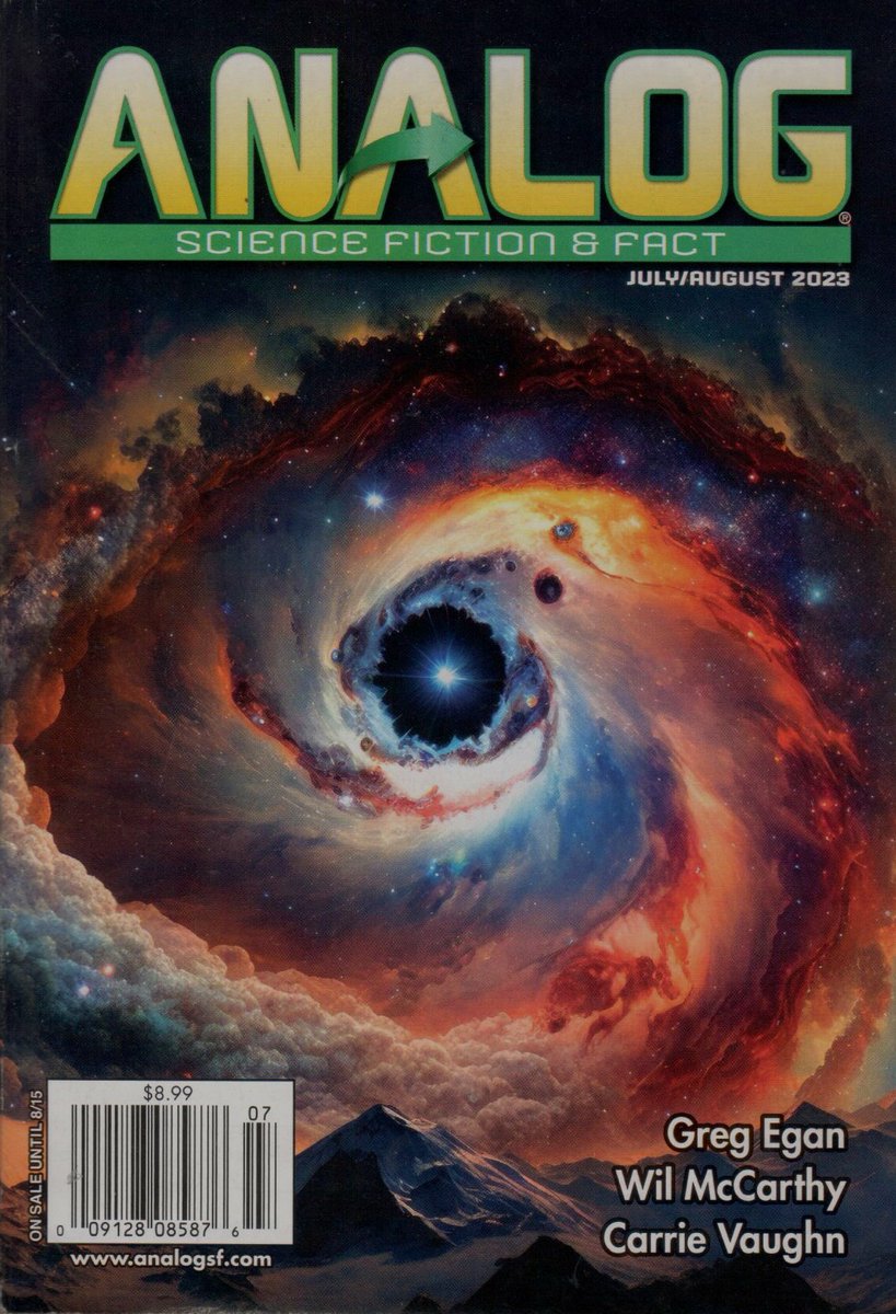 Jul/Aug 2023 <a href="/Analog_SF/">Analog Fiction&Fact</a> 
Tk'kii-mi shares "The World in a Ramen Cup" with Last Human. <a href="/LJHolmes6/">Jayde Holmes</a> 
Tobey is in a clinical trial of "The Jangler" to help w/ PTSD. Wil McCarthy
Tom takes BeeDee "...Speed Dating..." <a href="/rehunke/">rehunke</a>
sfbookreview.blogspot.com/2023/06/julaug…