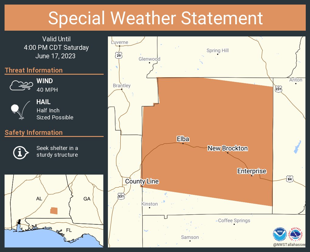 NWS Tallahassee on Twitter "A special weather statement has been