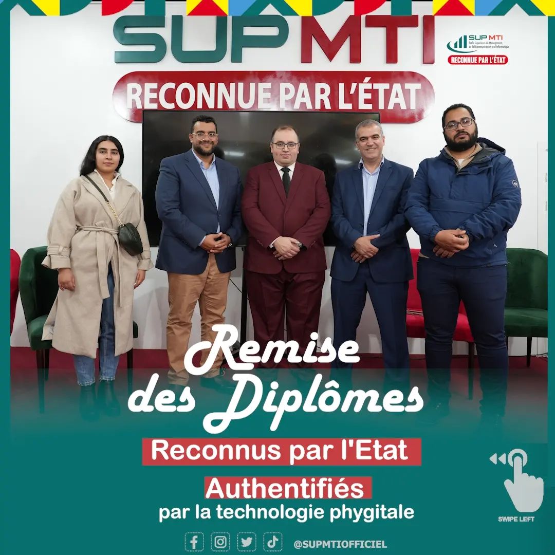 SupMTI1's tweet photo. Nous sommes honorés de ous annoncer officiellement que nos diplômes sont 100% authentiques, nos étudiants recevront un diplôme reconnu par l'Etat marocain et Phygital avec une signature électronique hautement sécurisée et les compétences qu'ils développent durant le cursus https://t.co/LafBDSyhGy