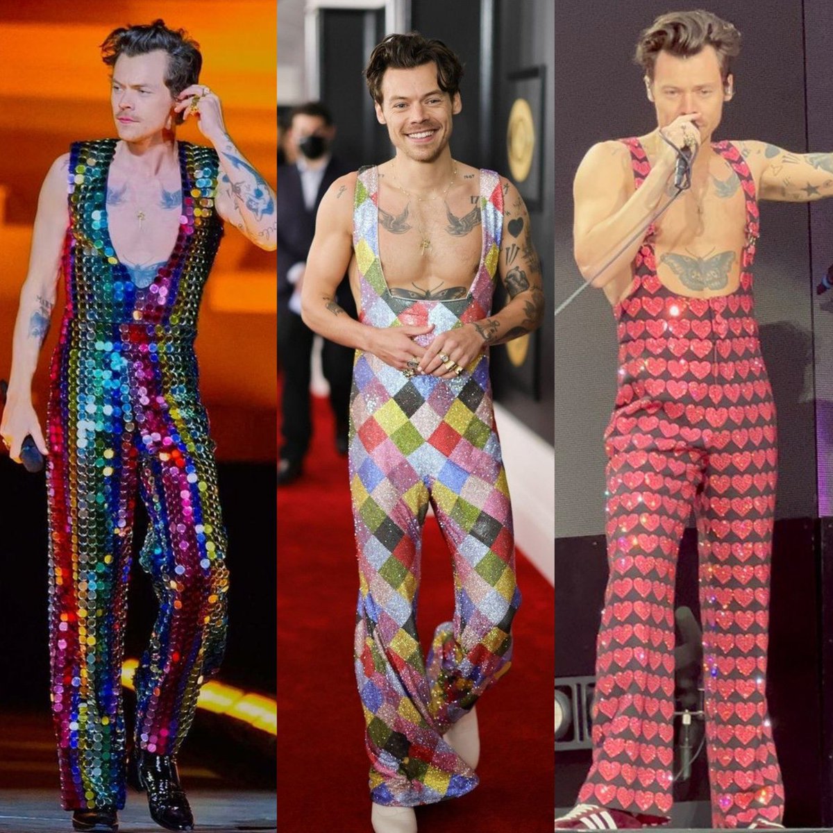 yoyo_idk's tweet photo. abençoado seja harry styles com macacão sem nada por baixo mostrando o peitoral https://t.co/BwZj8an0Ve