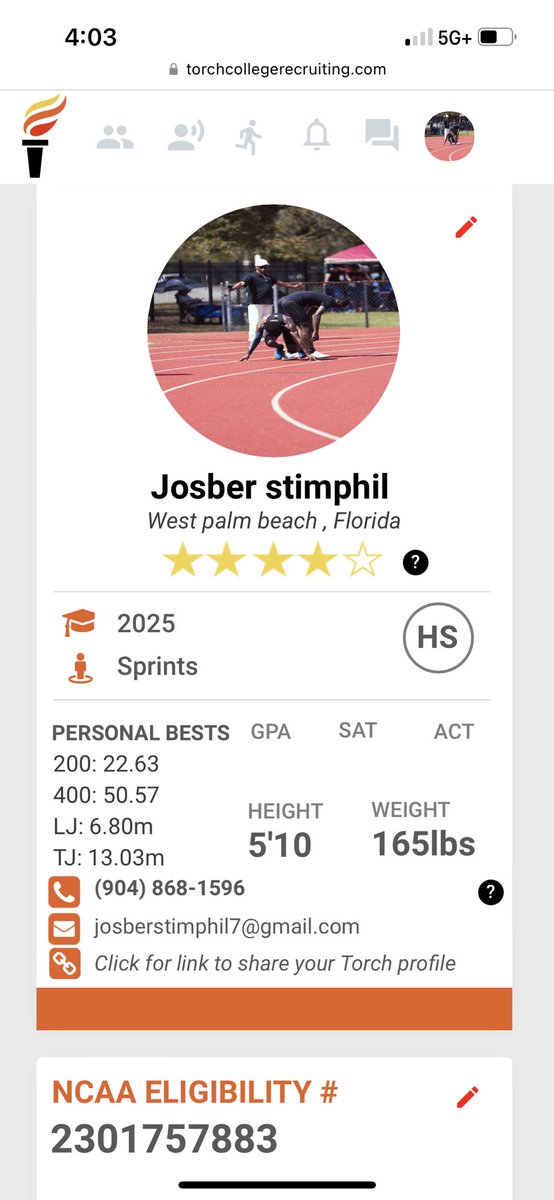 So thankful to be rated a 4⭐️ track athlete <a href="/TorchRecruiting/">Torch College Recruiting</a>