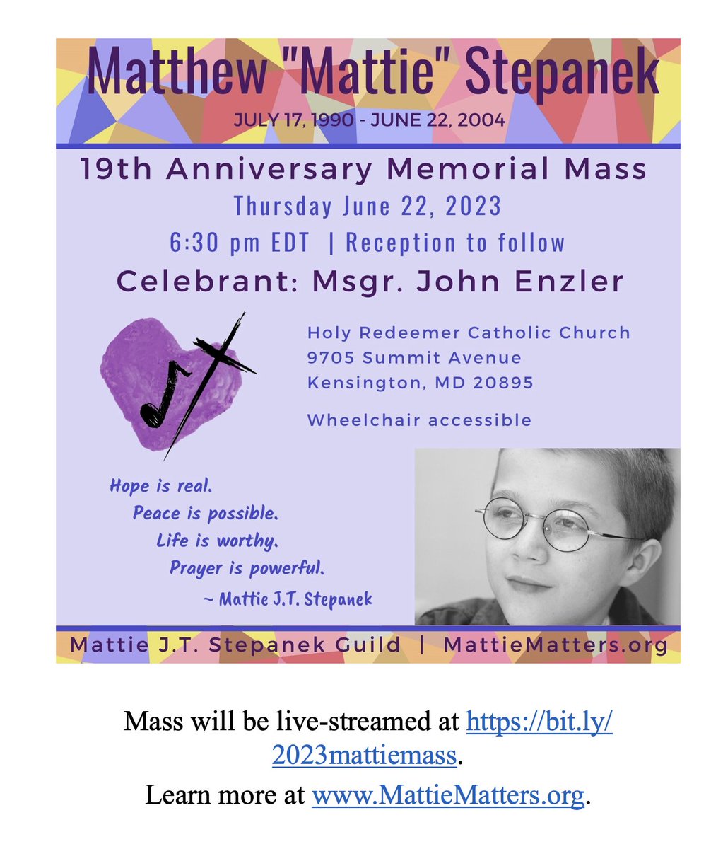 Mass will be live-streamed at bit.ly/2023mattiemass.
Learn more at MattieMatters.org.