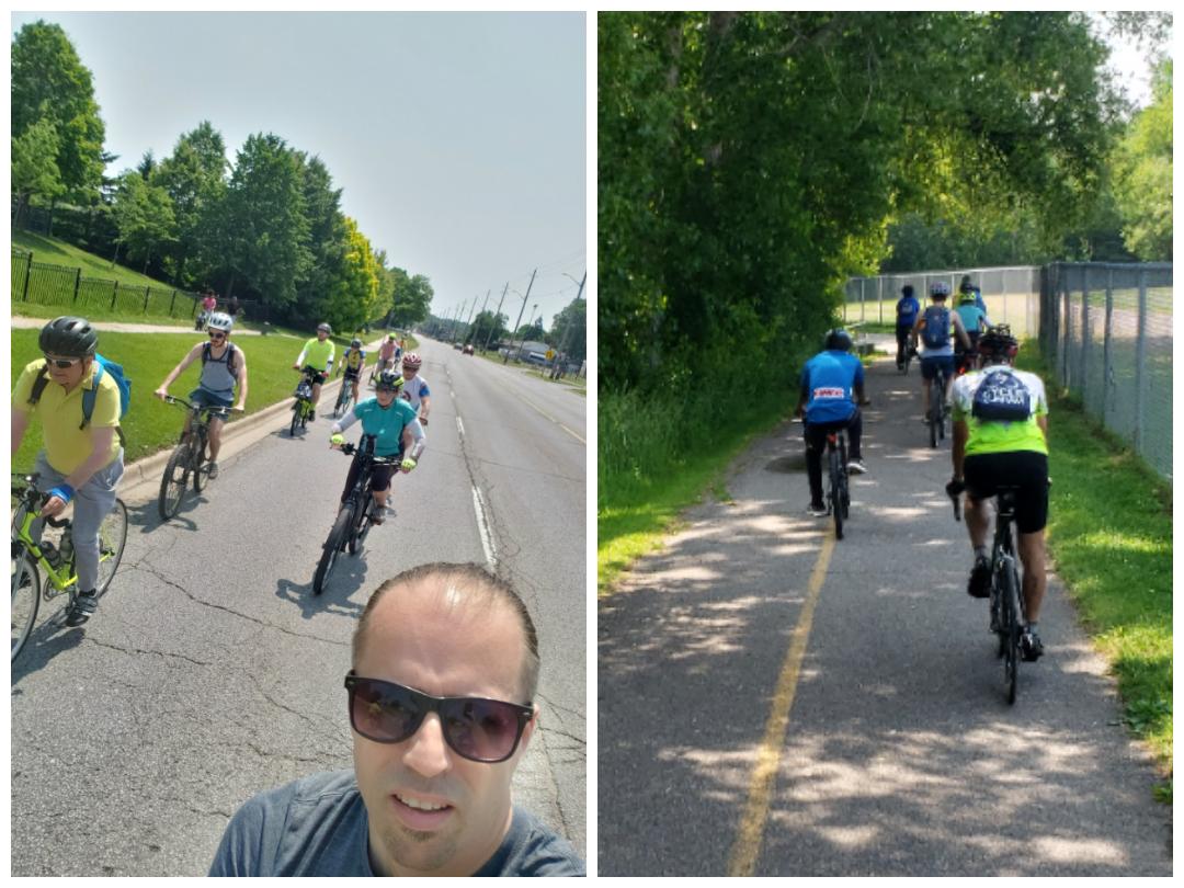 What a glorious day! Biked from #Oshawa City Hall to Lakeview Park & back with this great crew for #bikemonth... then biked BACK to the lake to meet friends at the Jube for my 1st official summer waterfront patio of 2023, & back downtown. 24kms in all w/ lots of fresh air & sun!