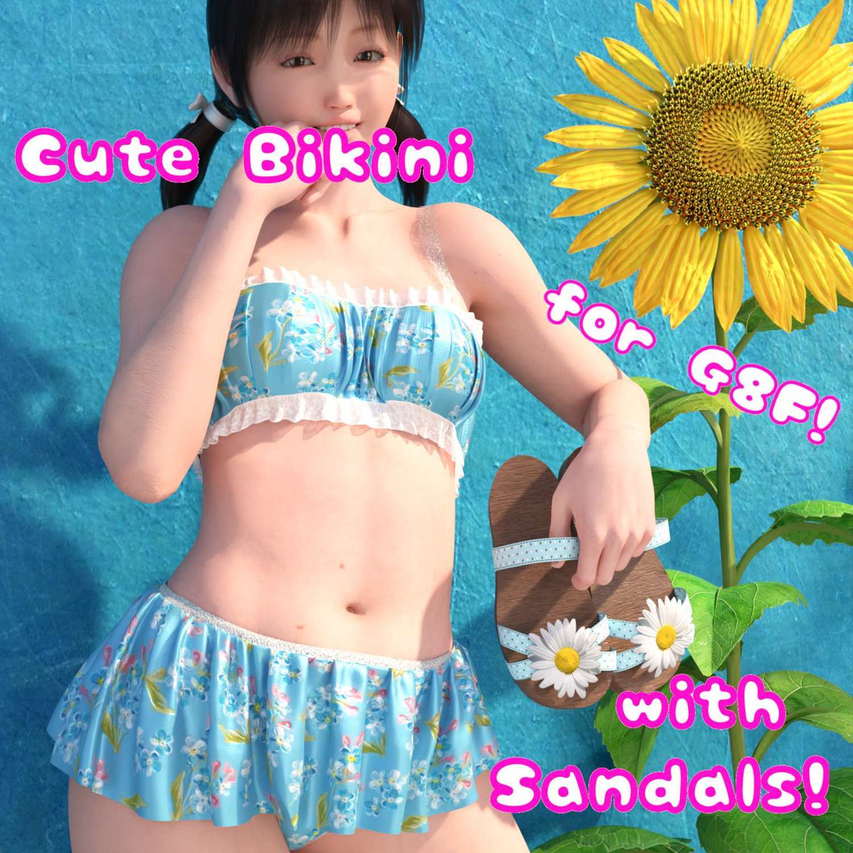 Cute Bikini with Sandal for G8F – 3D SHARDS 3dshards.com/product/cute-b… #cute #bikini #gf8 #genesis8female #summer #daz #dazstudio #daz