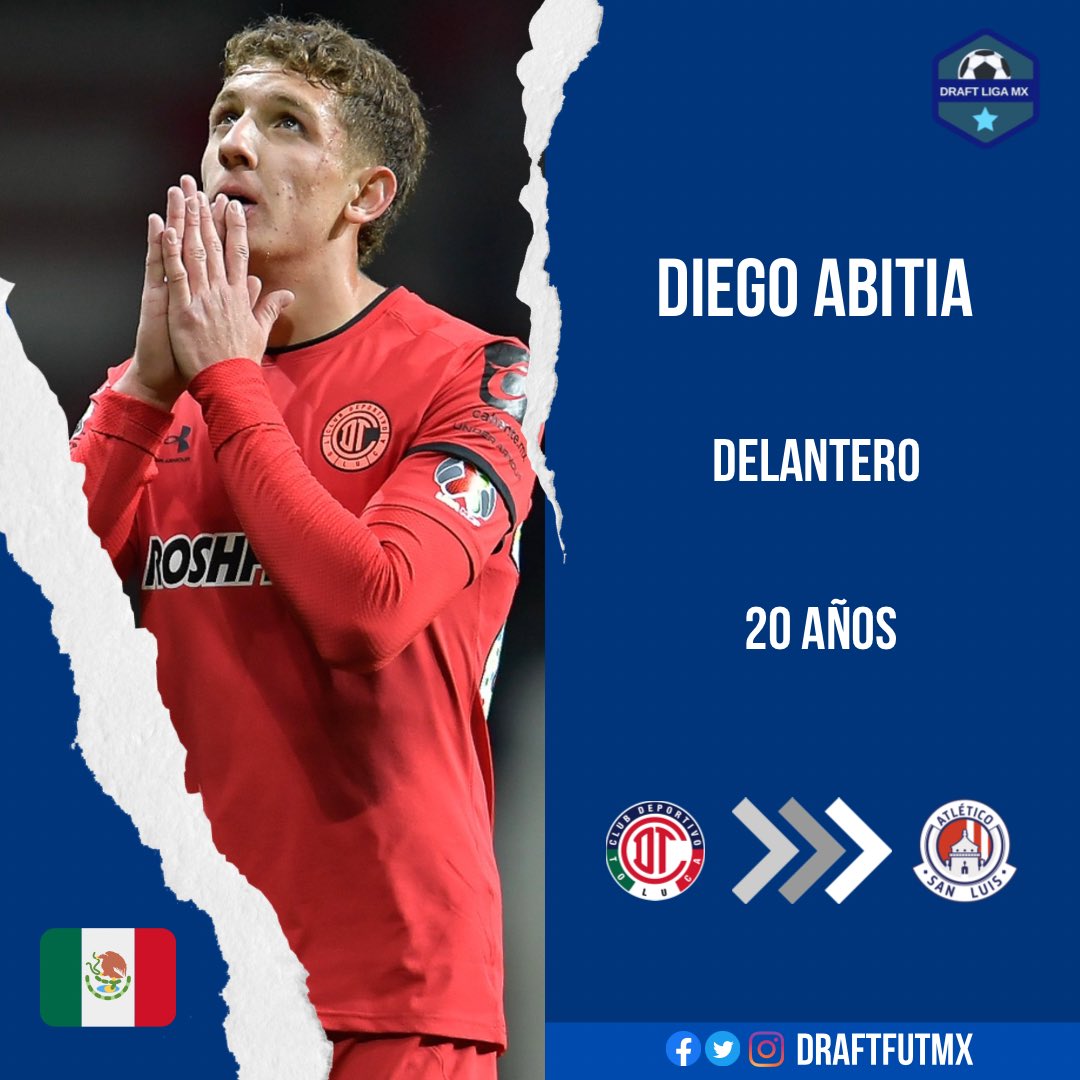 DraftFutMX's tweet photo. OFICIAL.

Diego Abitia es nuevo jugador del Club Atlético de San Luis. Llega procedente de Deportivo Toluca FC. 🇲🇽⚽️

➡️ Transferencia definitiva. https://t.co/zd607CIPiH