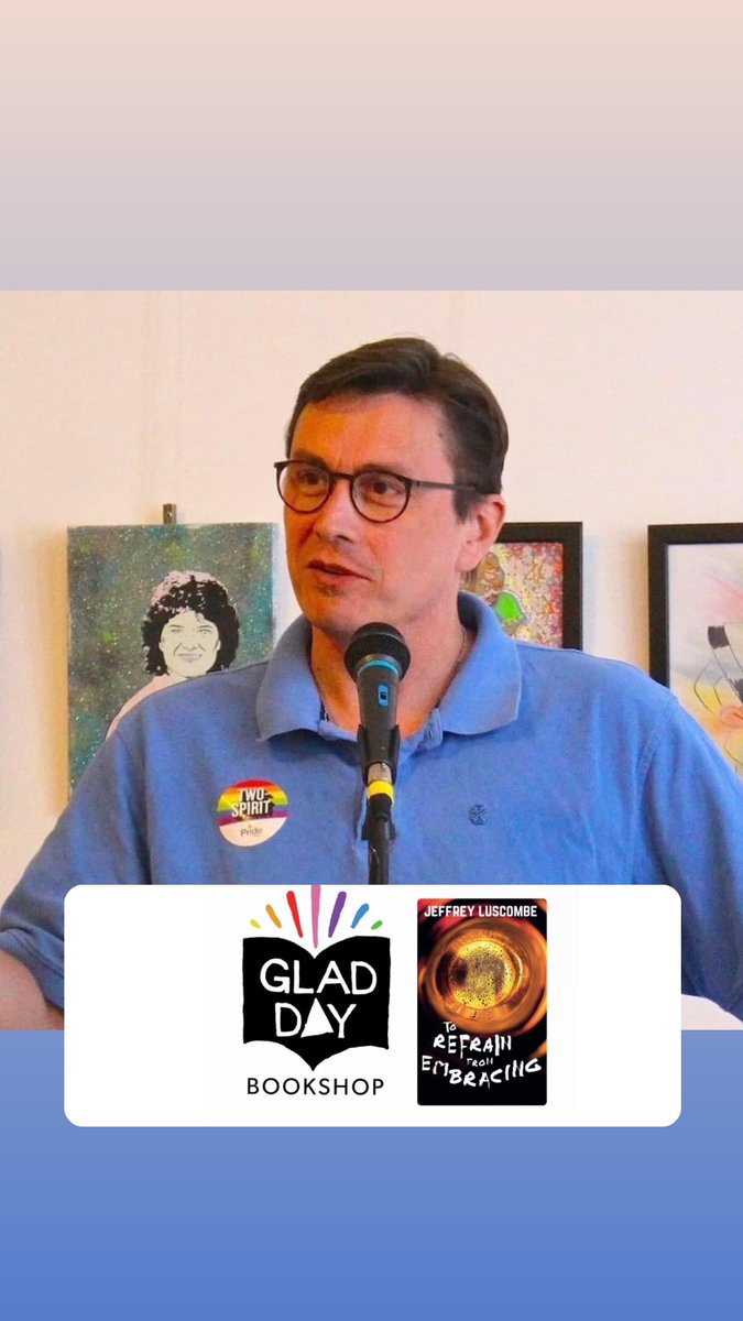 I’m doing my first Toronto reading of the new novel, To Refrain From Embracing, at Glad Day Bookshop Sunday July 16 at 6pm. 👍🏻🌈☀️ <a href="/GDBooks/">Glad Day Bookshop</a>  #toronto #canlit #pride
