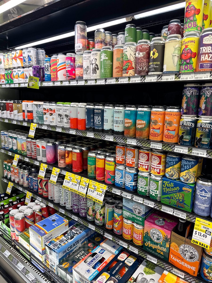 We sell over 30 locally sourced &amp; small-batch beers and ciders! This is just a few of our local brewery selection. They are updates seasonally! Check out this amazing selection 🍺

#craftbeer #localrva #rvabeer #rvabrewery #smallbatchbeer #ellwoodthompsons #localbrewery