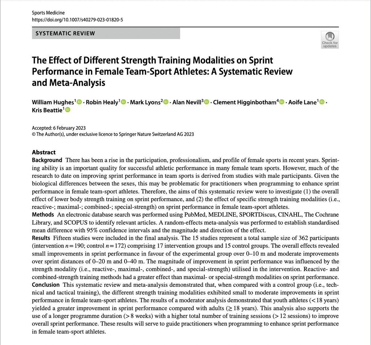 TalkinSPORTSCI's tweet photo. The Effect of Different Strength Training Methods🏋️‍♀️

📌Reactive Strength
📌Maximal Strength
📌Special Strength
📌Combined Strength

on Sprint Performance in Female Athletes

By @WillHugs et al.

📺https://t.co/bbptD3QS45

📜https://t.co/vlXjYGoe7K https://t.co/Xd4eRYtYuP