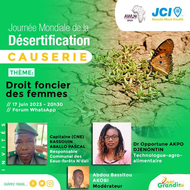 @awlnbenin est honorée une fois encore d'être conviée à contribuer sur un sujet essentiel de l’autonomisation de la femme. Merci au Dr AKPO DJENONTIN, de mettre son expertise à contribution du dvpment durable.
#UNited4Land
#HerLandHerRights 
@AWLNetwork 
@UNCCDYouth 
@UNBenin