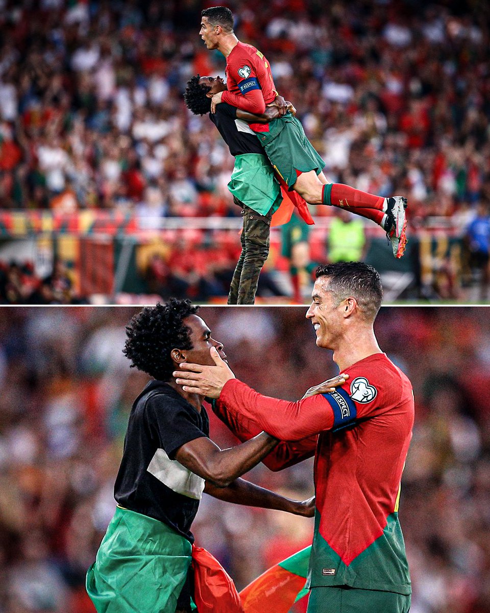 Ronaldo's reaction to this fan picking him up 😂