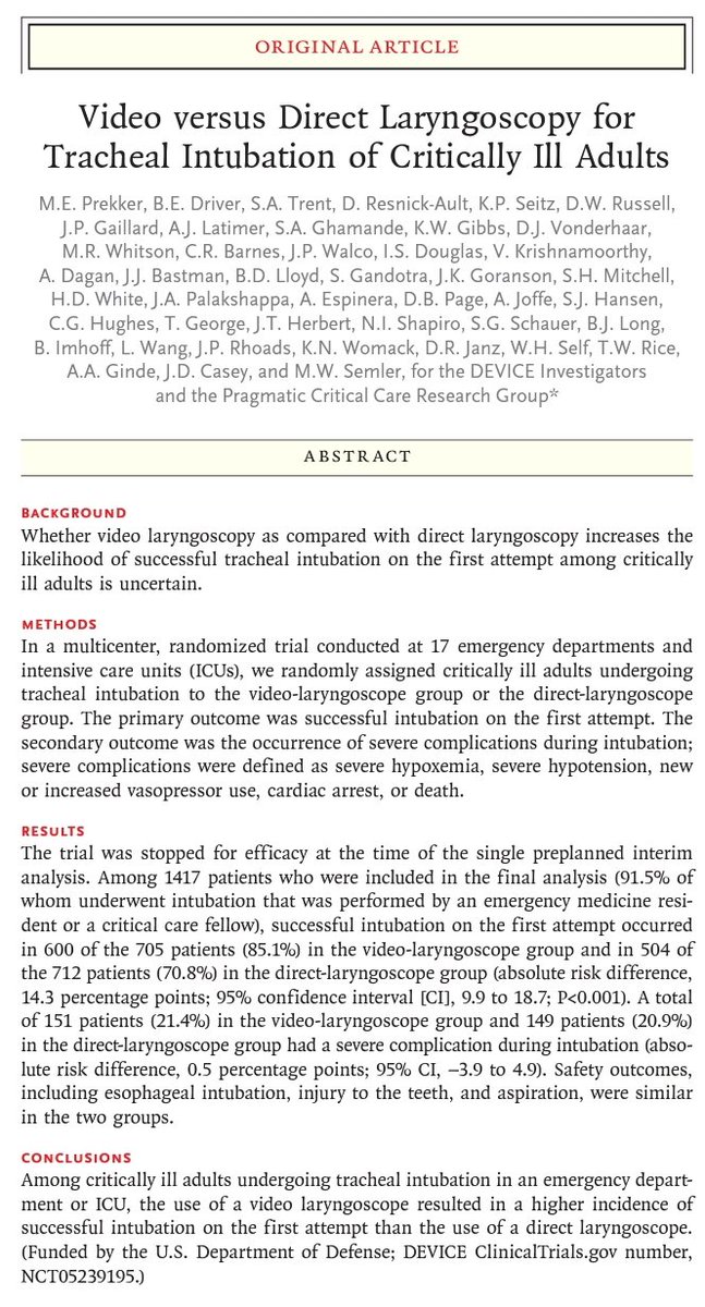 LaViaAerea's tweet photo. VL vs LD para la #Intubación de pacientes críticos en sala de urgencias y UCI.
https://t.co/4jwTPYvZki
#DEVICEtrial
#Videolaringoscopía
#LaringoscopíaDirecta https://t.co/VyOg0PPQk6