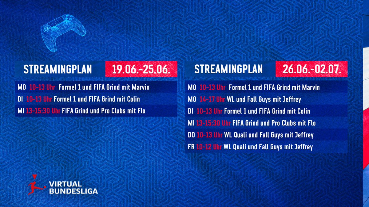 Die Streamingpläne für die kommenden zwei Wochen sind da!🔥
Freut euch auf eine Menge Fifa Content, unterhaltsame Fall Guys Sessions und spannende Formel 1 Rennen.

Schalte ein, um nichts zu verpassen!!! 👀

#holsteinesports💙🤍❤️  #estorks🎮 #twitch #streaming