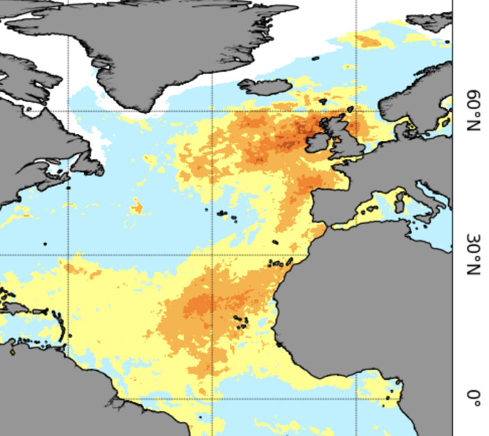 This continues the trend of a record hot North Atlantic as previous record high ocean temperature records continue to get shattered.   

At a global level, no ocean basin is seeing such widespread and intense marine heatwaves as the North Atlantic.