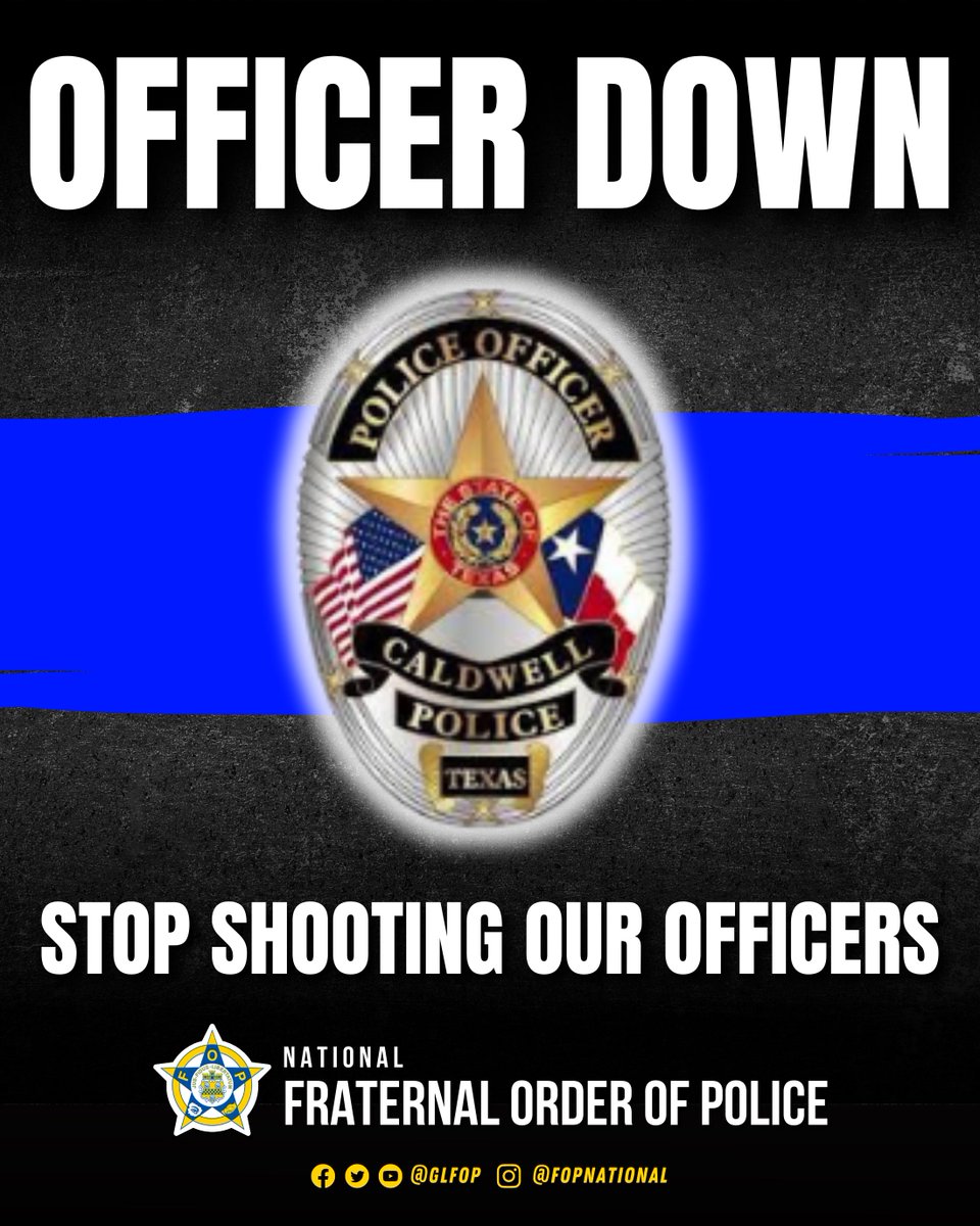 🚨 OFFICER DOWN: Please pray for the Caldwell (TX) Police Officer who was shot in the line of duty earlier today.

The violence against the men and women of law enforcement is an attack on the foundation of our communities and a stain on society. #NoMore

STOP SHOOTING OUR…