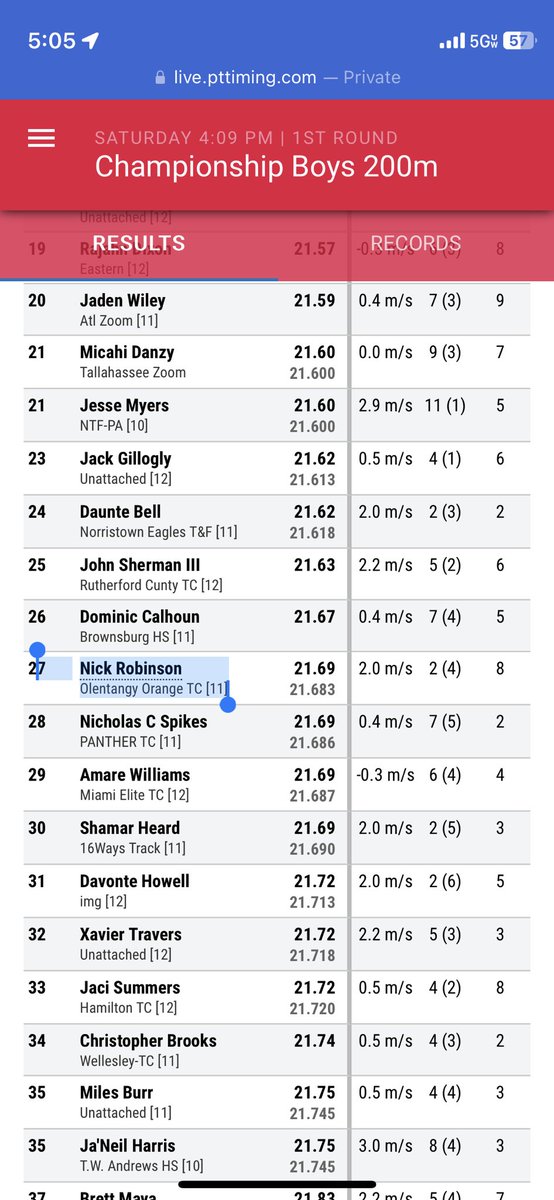 Congrats to <a href="/Nick_rob827/">Nicholas Robinson</a> on finishing 27th at NB Nationals in the Championship 200m in 21.69! Great experience to cap off a Record breaking year for the junior and he’ll be back next year!