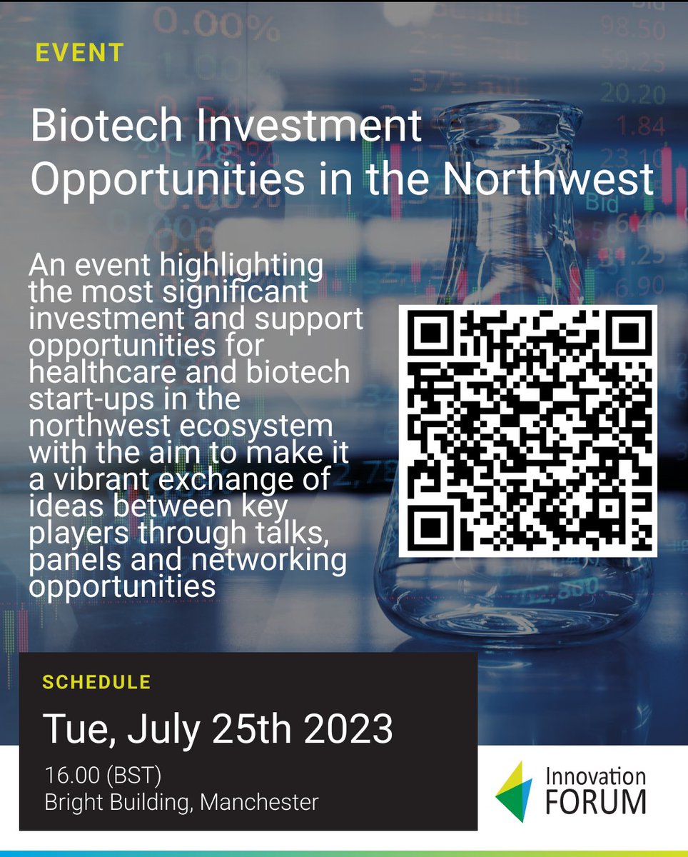 🔬 We're thrilled to announce our upcoming event taking place on the 25th of July 

💡Join us to explore together the most significant investment and support opportunities available to healthcare and biotech start-ups in our northwest ecosystem.

 🎟️ Stay tuned for more details!