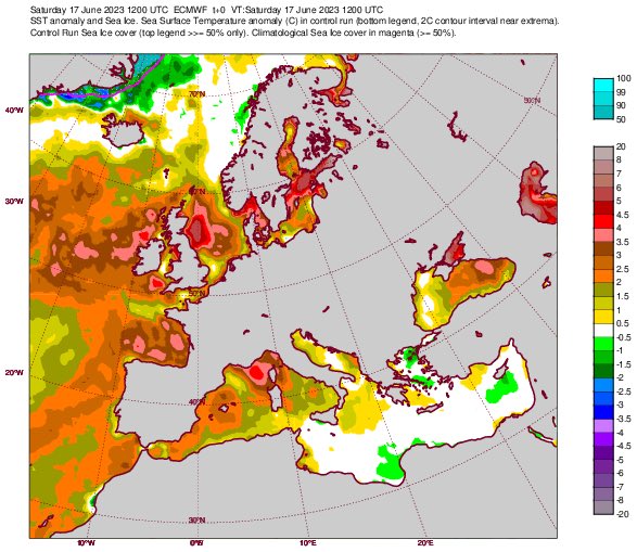 Having a closer look at SSTs around U.K. & Ireland a #MarineHeatwave is clear. 

Extremely warm North Sea off the coast of E Scotland and NE England, waters 5C+ above average. Raw 16-18C.

The anomaly is perhaps unprecedented locally the waters are cooler near SE England.