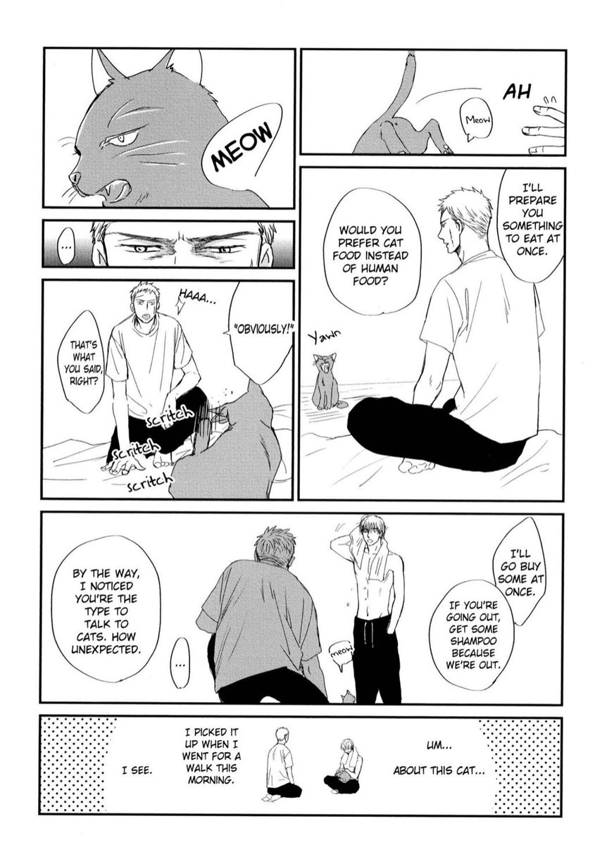 This extra is what keeps me going, I think. 

Doumeki and Yashiro live together. Doumeki keeps Yashiro in his arms when they sleep. First thing he does when he wakes up is preparing Yashiro something to eat. They share the shampoo. Yashiro is a cat lady. Doumeki is adorable.