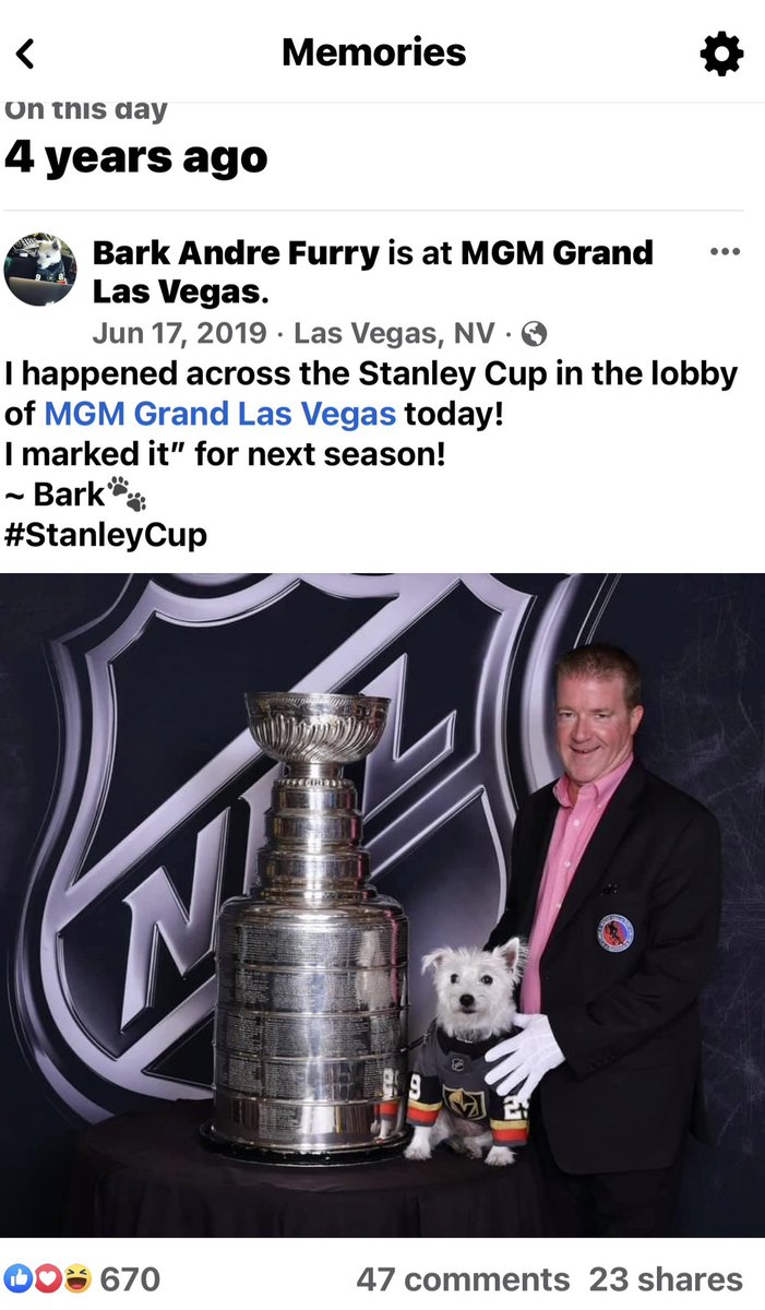 This appeared in Facebook Memories this morning!
#VegasBorn
#StanleyCupChampions