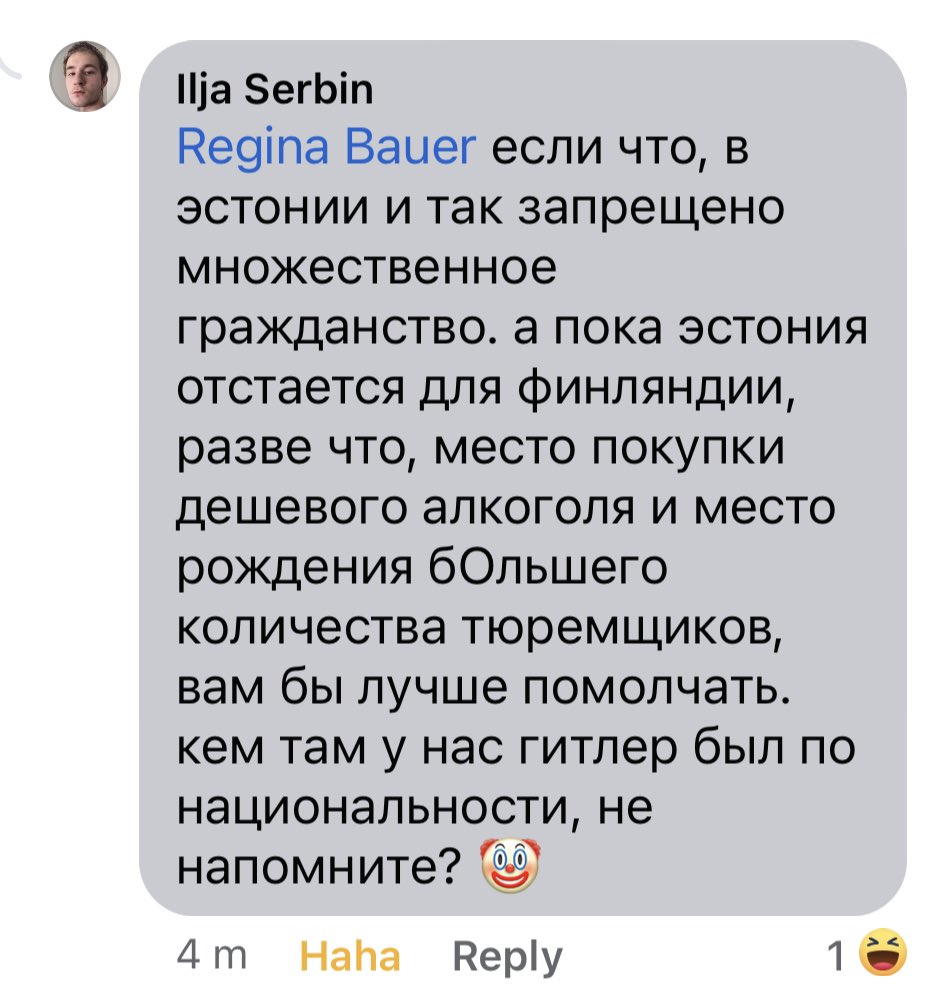 The same russian living in Tampere, Finland who demanded that I shut up about Finnish coalition agreement, realised it doesn’t work like it works in his homeland and went full retard. 
Hitler reference is about my German last name, yet her forgot Hitler was Austian… 🤷🏻‍♀️