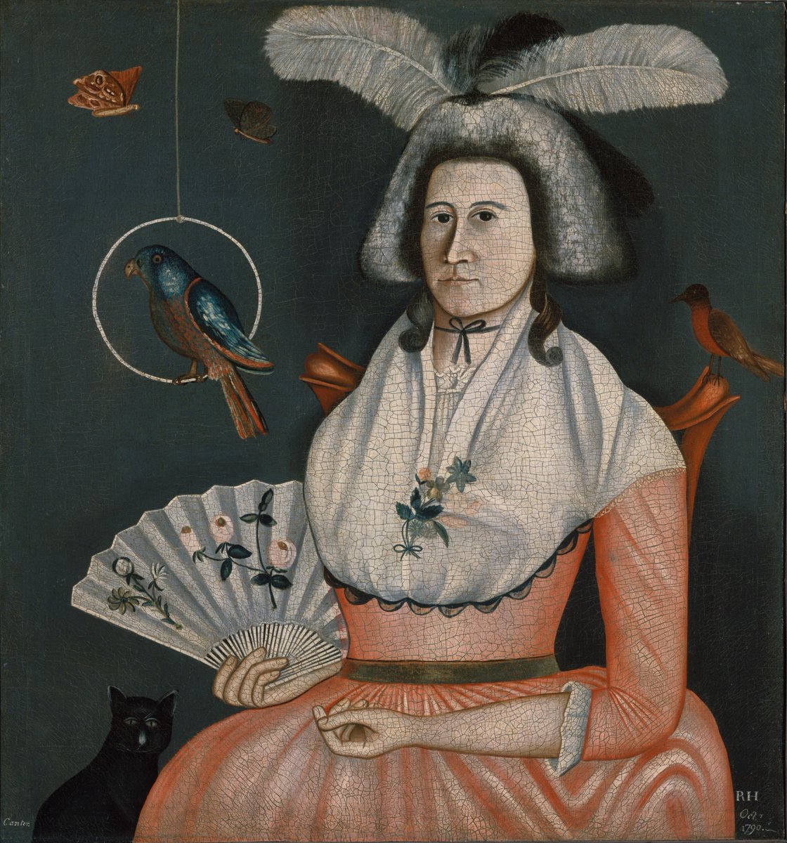 metmuseum's tweet photo. #MetKids Fun Fact: The elaborate hairstyle in this portrait is called the "herisson," or hedgehog. 🦔 

In this engagement portrait of Molly Wales Fobes, the artist placed animals around her—can you find all five? 

Learn more: https://t.co/SVP4FpAUPt https://t.co/Royjrp3O7h