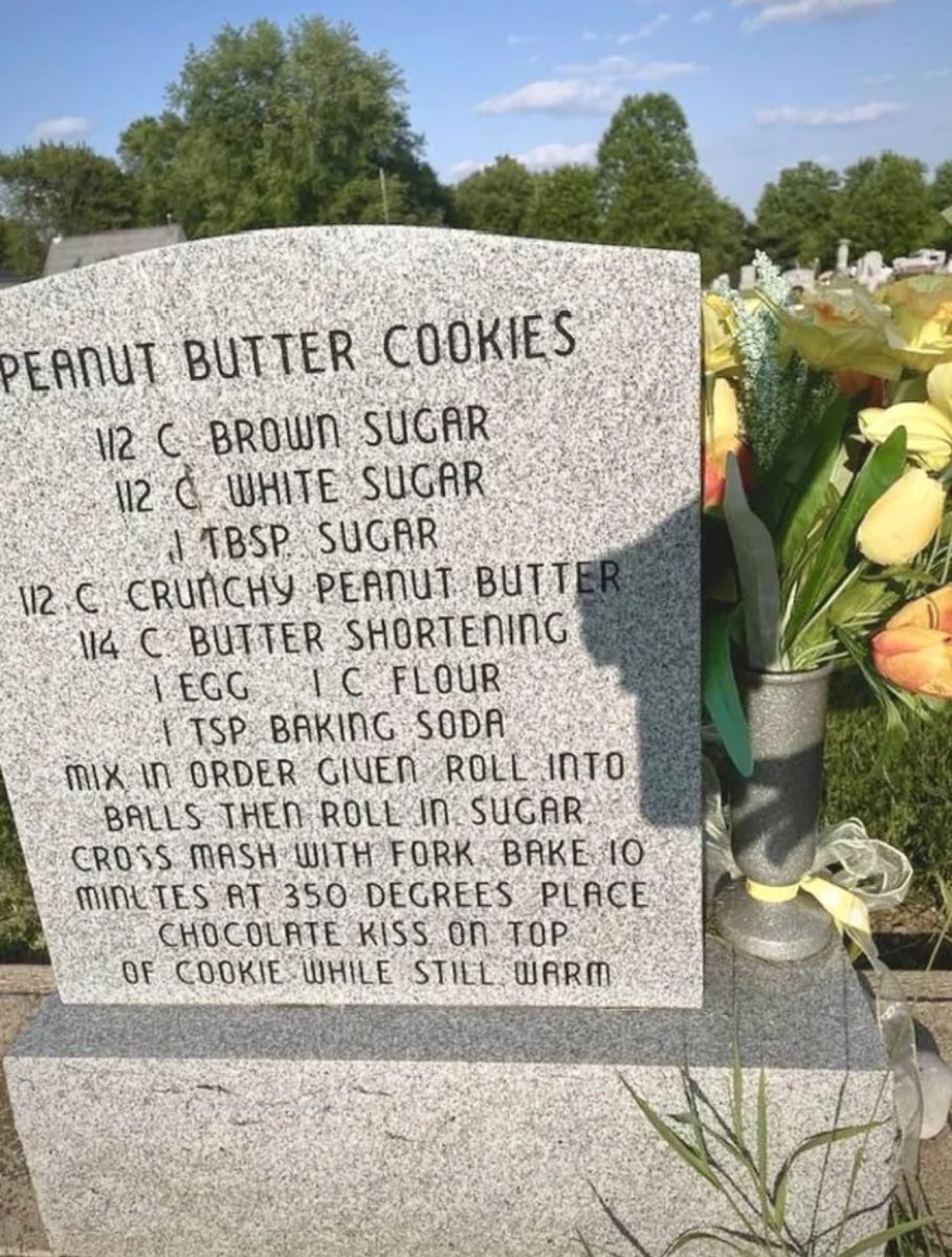 @StephenKing There is a peanut butter cookie recipe on the back of this grave.