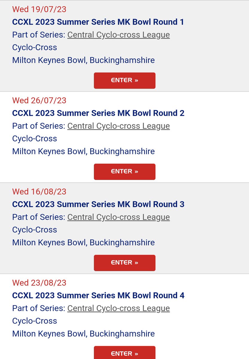 Summer CCXL, it's on 👇
.
Affiliation &amp; race entries open now
.
2 races, MK bowl,  4 Wednesdays, all-in fields, summer fun, pls dbad 💜
.
britishcycling.org.uk/events?series_…