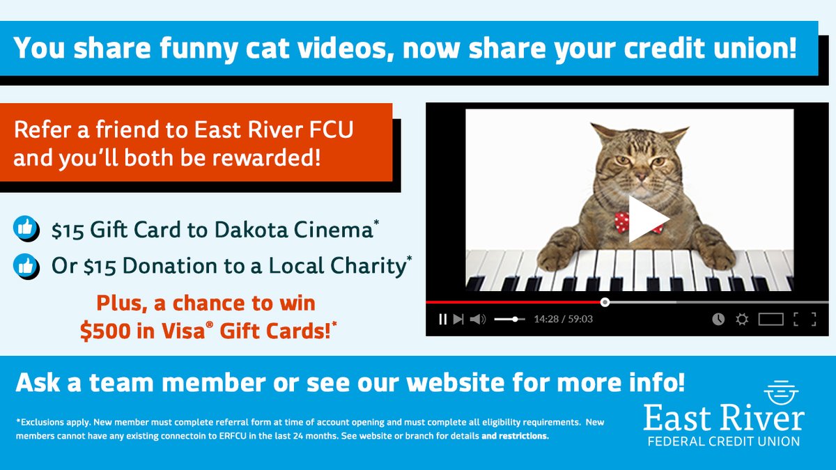 You can still refer a friend until the end of June to have a chance to win $500! Plus, you and your friend will get a Dakota Cinema gift card or a donation to a local charity! Ask us about it! bit.ly/3scZ4Mp