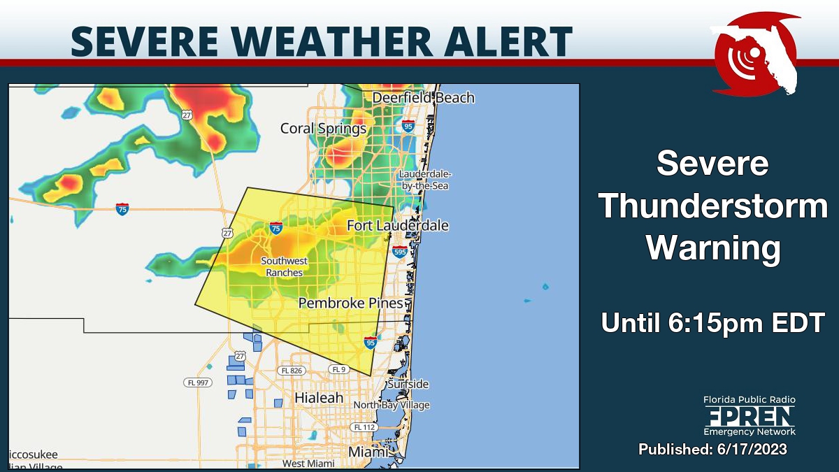 Severe Thunderstorm Warning for Broward and Miami-Dade County until 6:15pm EDT. Details on the Florida Storms app. #flwx