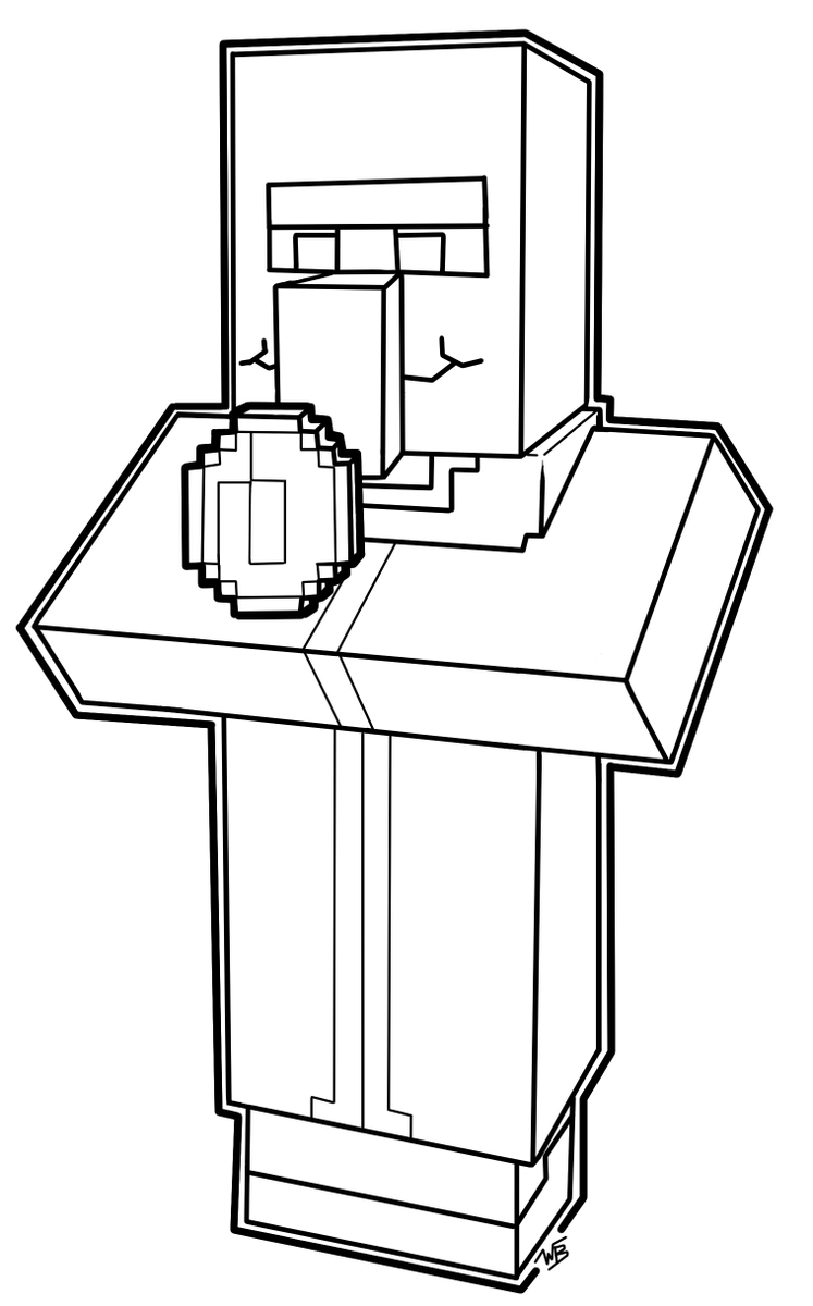 A Happy Villager; Line art #Minecraft #Digitalart