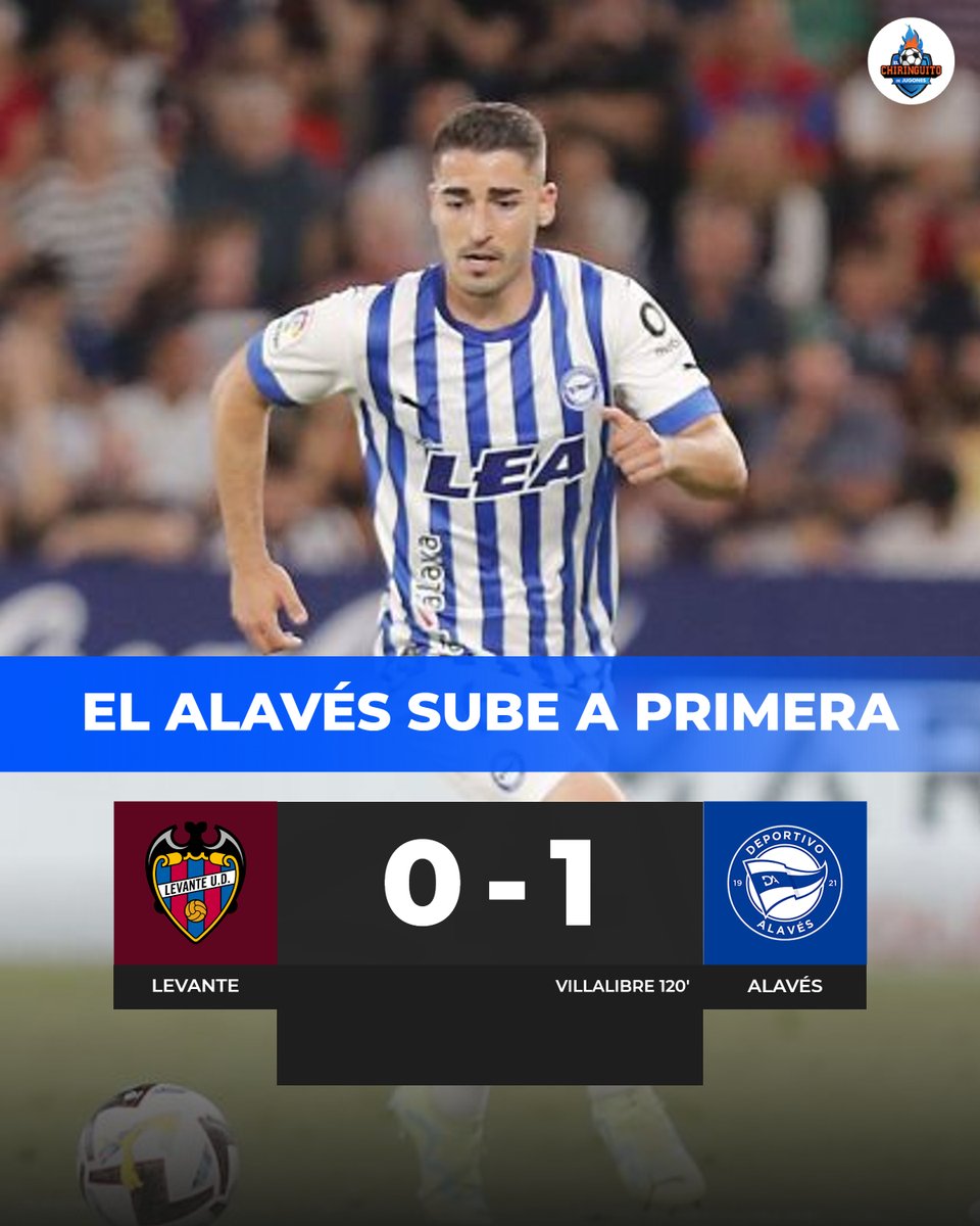 ⏱️¡Finaaal! El Alavés sube a Primera con un gol de penalti en el 120' #LaLigaSmartbank 

🔴🔵Levante 0-1 Alavés🔵⚪️