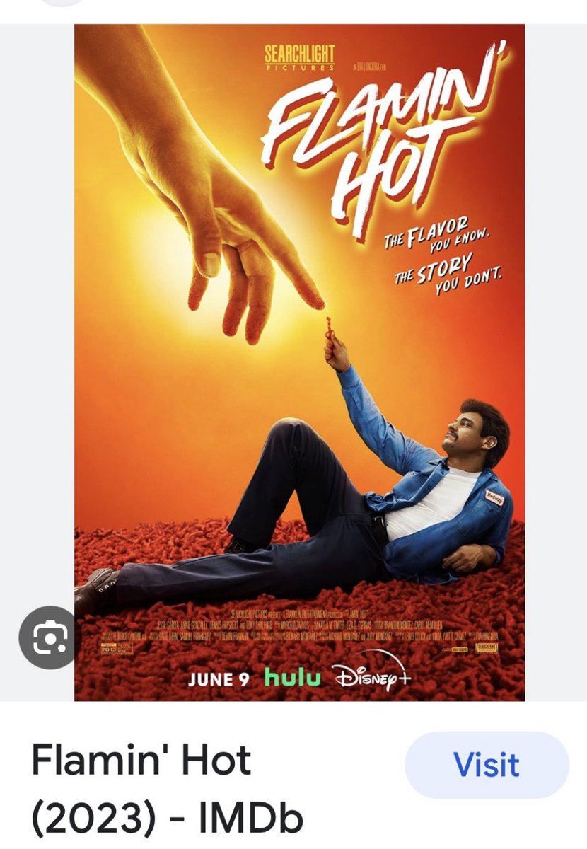 Amazing movie about  a janitor that created Flaming  Hot Cheetos!Vision to reality. This heartfelt story, reminds me of how I would like #Theshatteredoak book turned into movie.  janitor became a CEO! HULU #like #share #CEO