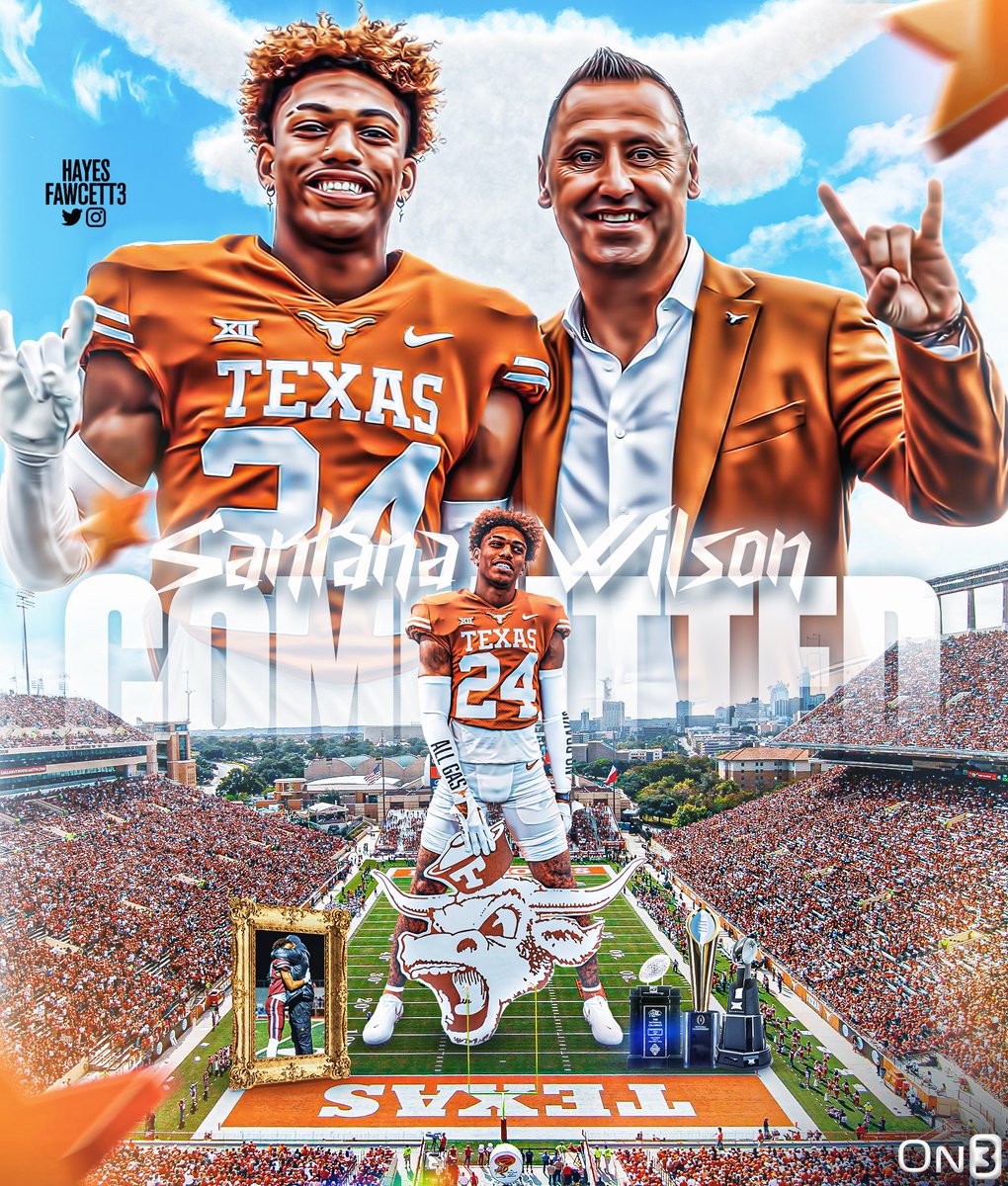 BREAKING: Four-Star CB Santana Wilson tells me he has Committed to Texas!

The Top 90 Player in the ‘24 Class chose the Longhorns over Texas A&amp;M, Tennessee, &amp; Oklahoma.

“This was my destiny to be great. Now it’s time to go do it.”

on3.com/college/texas-…