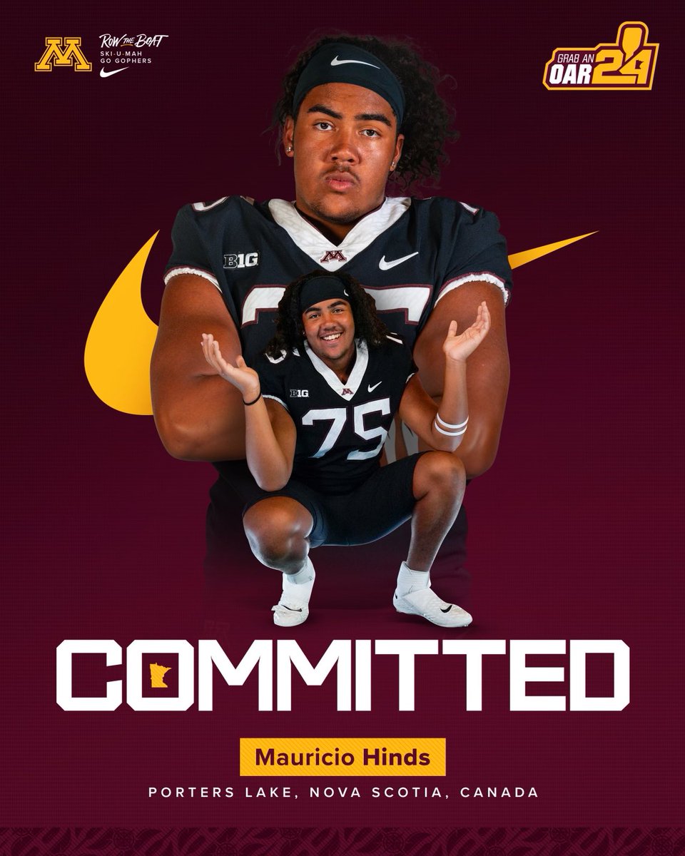 Mauricio Hinds (@mauricio_hinds) on Twitter photo Thank you to everyone that helped me along the way, I am Blessed to say I have Committed to the University of Minnesota!!!〽️〽️ <a href="/Coach_Fleck/">P.J. Fleck</a> <a href="/Callybrian/">Brian Callahan</a> @CoachMeyerCAI <a href="/CoachJesse18/">Jesse Chinchar</a> @CoachJohnsonCAI #TrenchMafia #Ohana #RecruitCAI Thank you to everyone that helped me along the way, I am Blessed to say I have Committed to the University of Minnesota!!!〽️〽️ <a href="/Coach_Fleck/">P.J. Fleck</a> <a href="/Callybrian/">Brian Callahan</a> @CoachMeyerCAI <a href="/CoachJesse18/">Jesse Chinchar</a> @CoachJohnsonCAI #TrenchMafia #Ohana #RecruitCAI