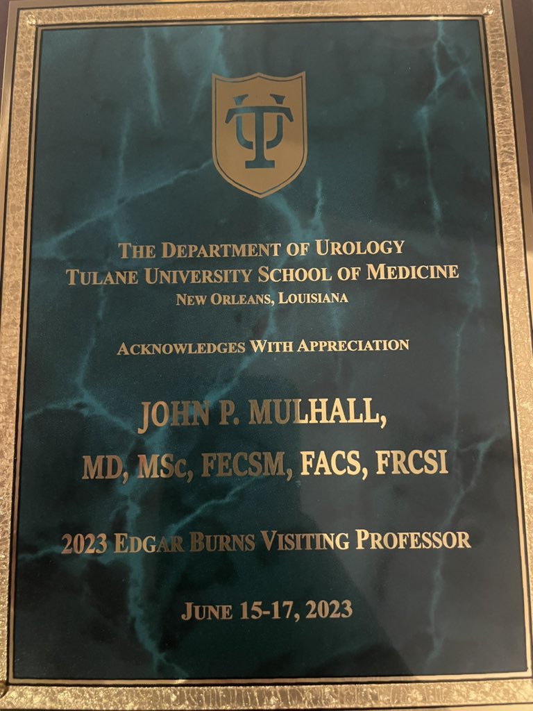 Such an honor to be the 23rd Edgar Burns Visiting Professor at Tulane University. Remarkable group of faculty and residents. The most wonderful time, fun and learning. !