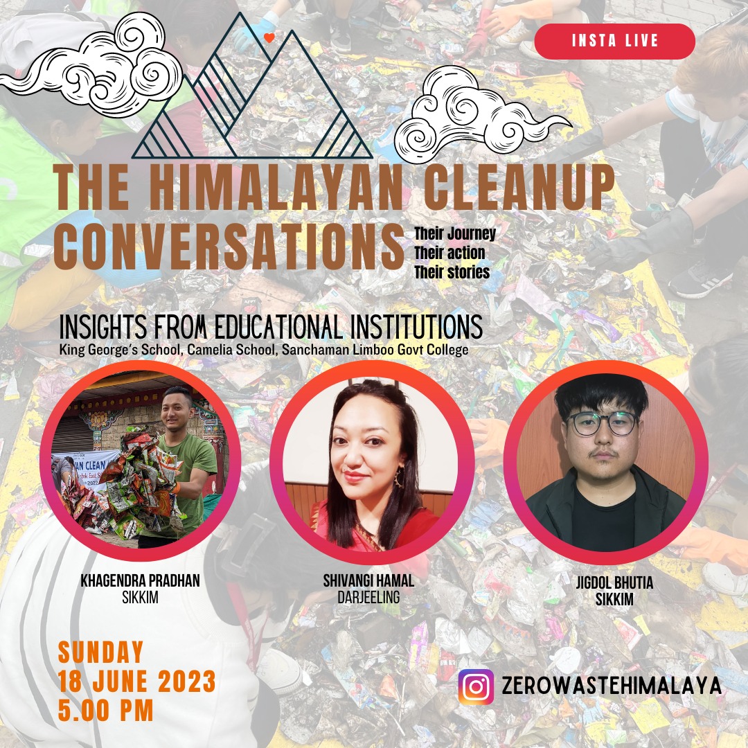 Zero Waste Himalaya (@zwh_himalaya) on Twitter photo We are Live on insta at 5 PM. Hear from stewards of #TheHimalayanCleanup from educational institutions as they bring their stories of change to #BeatPlasticPollution . Join us.
<a href="/PremDasRai/">PD Rai</a>
<a href="/RigzinSpalbar/">Rigzin Spalbar</a>
<a href="/ambajamir/">Amba Jamir</a>
<a href="/IMI_Info/">Integrated Mountain Initiative</a> We are Live on insta at 5 PM. Hear from stewards of #TheHimalayanCleanup from educational institutions as they bring their stories of change to #BeatPlasticPollution . Join us.
<a href="/PremDasRai/">PD Rai</a>
<a href="/RigzinSpalbar/">Rigzin Spalbar</a>
<a href="/ambajamir/">Amba Jamir</a>
<a href="/IMI_Info/">Integrated Mountain Initiative</a>