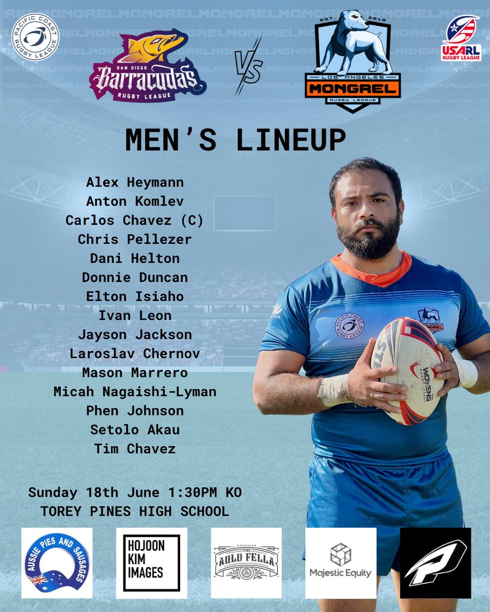 We’re excited to announce our lineups for tomorrow in a men’s and women’s double header!   This marks the first time a women’s rugby league team has played out of Los Angeles! #growthrgame #growrugbyleague #rugbyleague