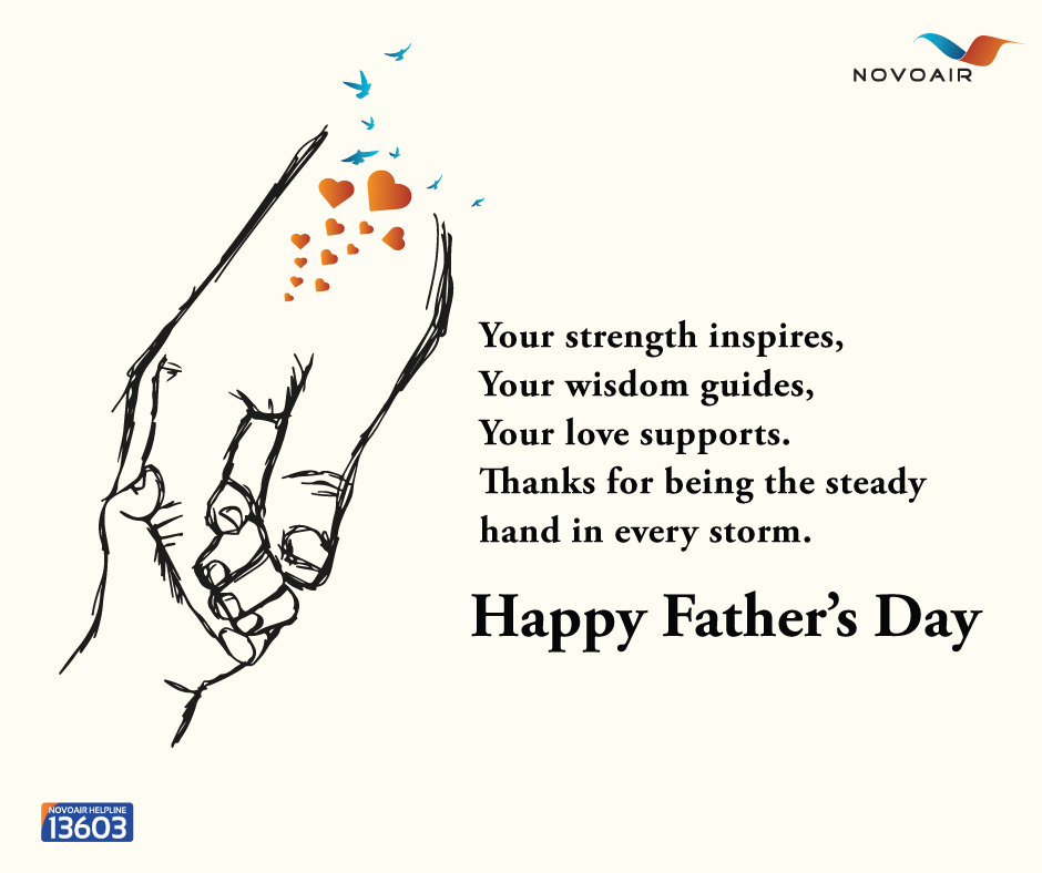 NOVOAIR's tweet photo. Your strength inspires,
Your wisdom guides,
Your love supports.
Thanks for being the steady hand in every storm.
Happy Father's Day.
.
.
.
#Fathersday2023 #FlyVQ #NOVOAIR https://t.co/3C5J7gIsTN