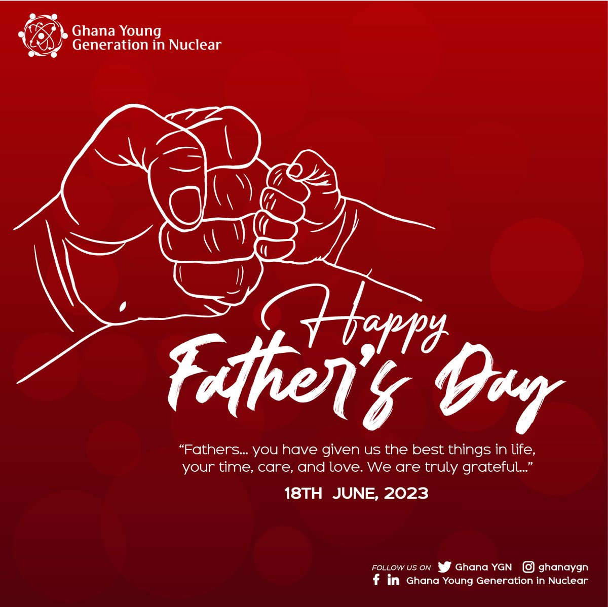"FATHERS" are our lifelong heroes, imparting resilience and dedication. From the early days perched on their shoulders to relying on them as best friends and problem-solvers, fathers hold a special place in our hearts.

#fathersday #WiS #WiN #GhYGN #A4N #AYGN #nuclearenergyissafe