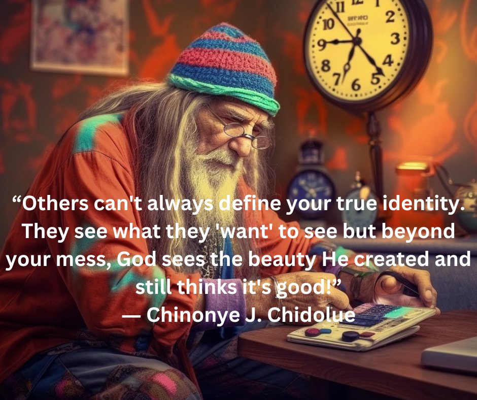 “Others can't always define your true identity. They see what they 'want' to see but beyond your mess, God sees the beauty He created and still thinks it's good!”
― Chinonye J. Chidolue 
#beautifulmess, #inspiration,  #inspirationalquote, #liveyourlife