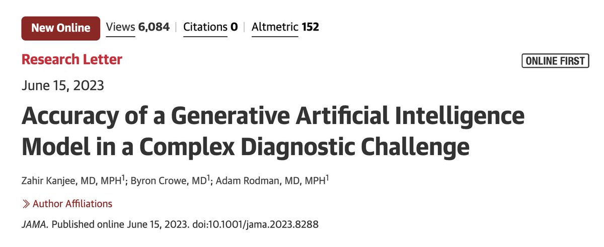 DocChatgpt's tweet image. thinking about whether LLM like chatgpt will be a helpful co-pilot during the care of many of the patients we see

or some more than others..

the bread/butter cases?  or the complex CPC cases?  as showcased in @AdamRodmanMD excellent recent JAMA paper. A great read! #MedTwitter