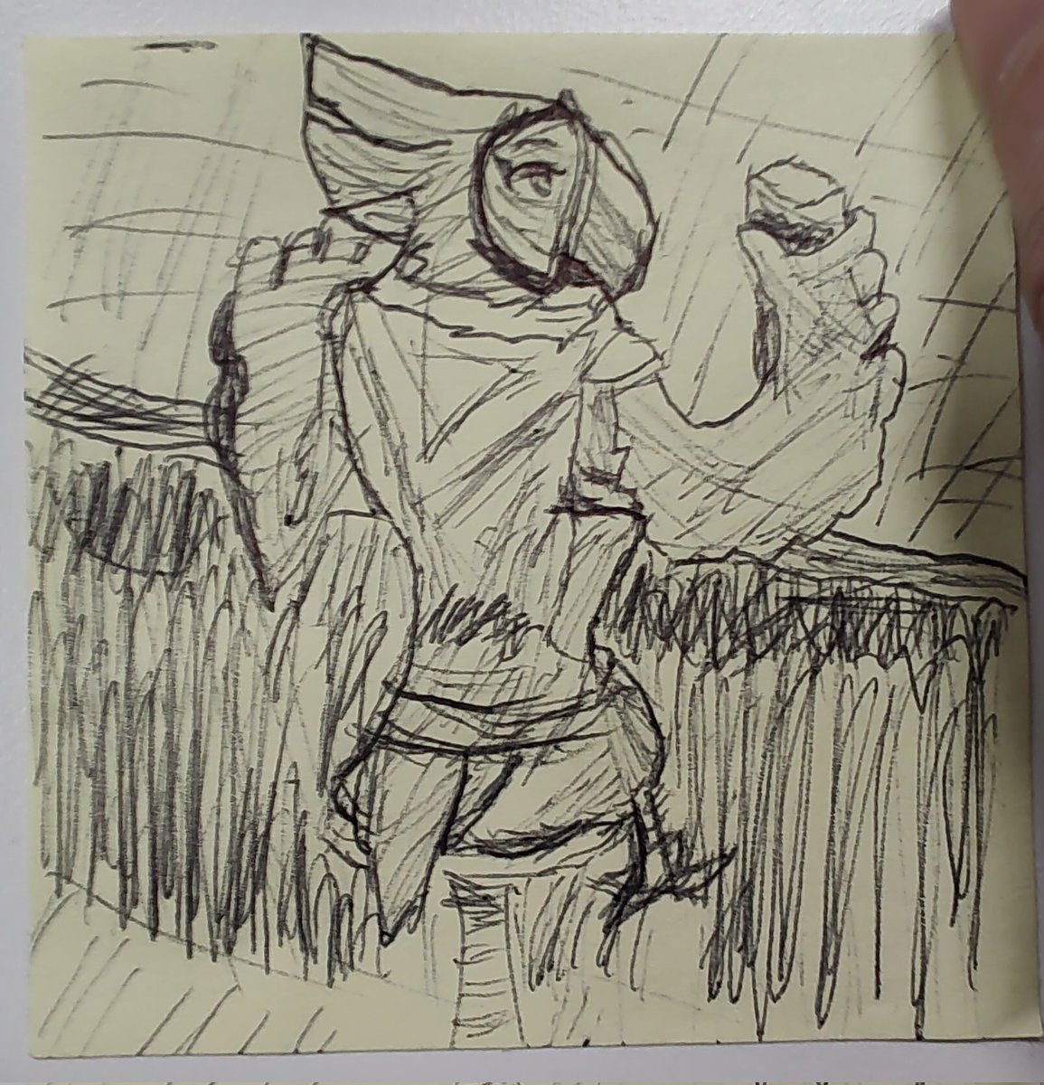 Another sticky note Kass drawing from downtime at work.