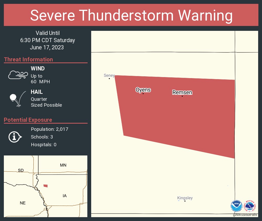 NWS Sioux Falls on Twitter "Severe Thunderstorm Warning including