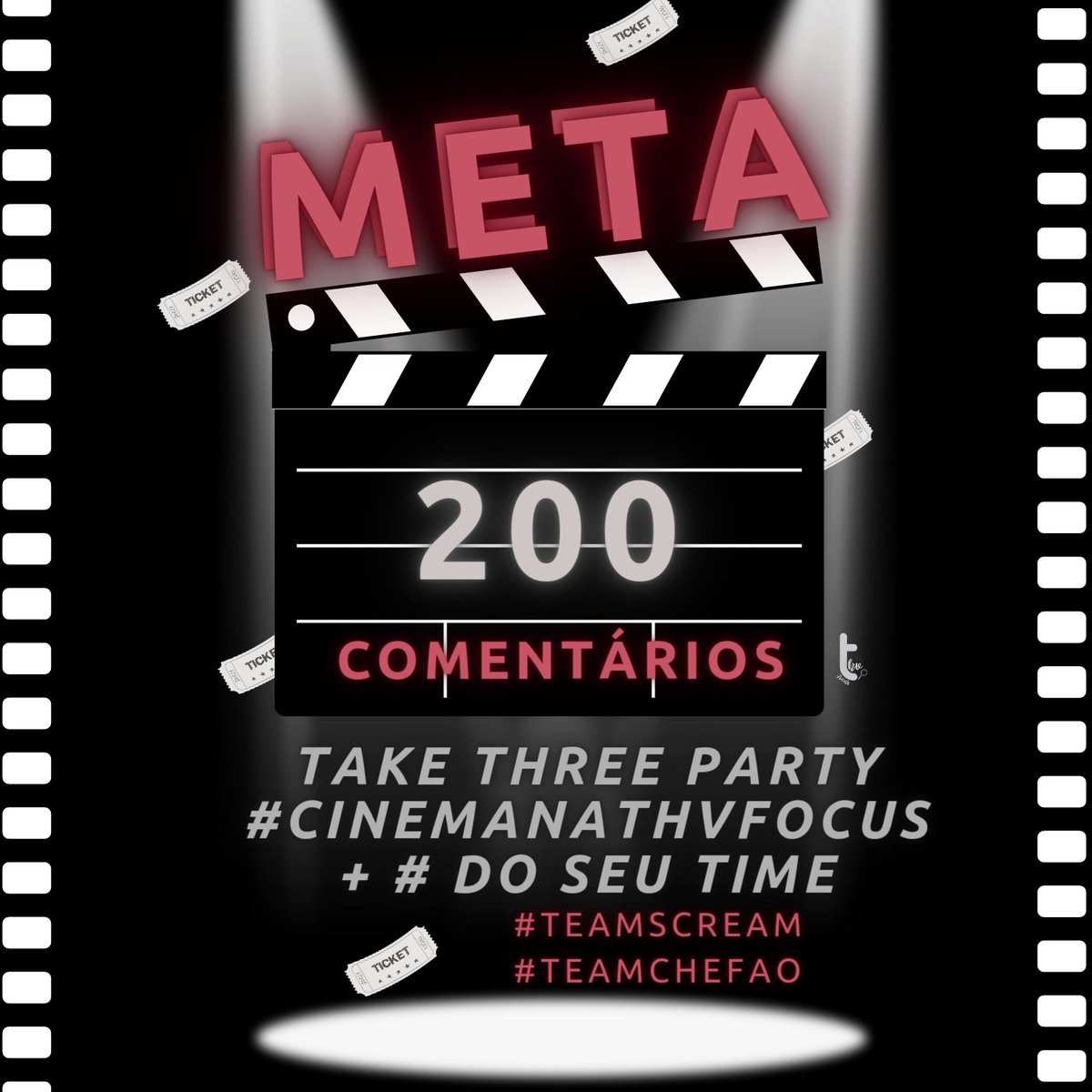 thvfocusbr's tweet photo. COMEÇOU NOSSA STREAM PARTY TAKE THREE!! 🍿🎬

SERÁ QUE CONSIGO 200 COMENTÁRIOS COM NOSSAS TAGS AQUI?.

TAKE THREE PARTY
#CINEMANATHVFOCUS 

+ 
#TEAMSCREAM ou
#TEAMCHEFAO https://t.co/Ht7bfo6tTM