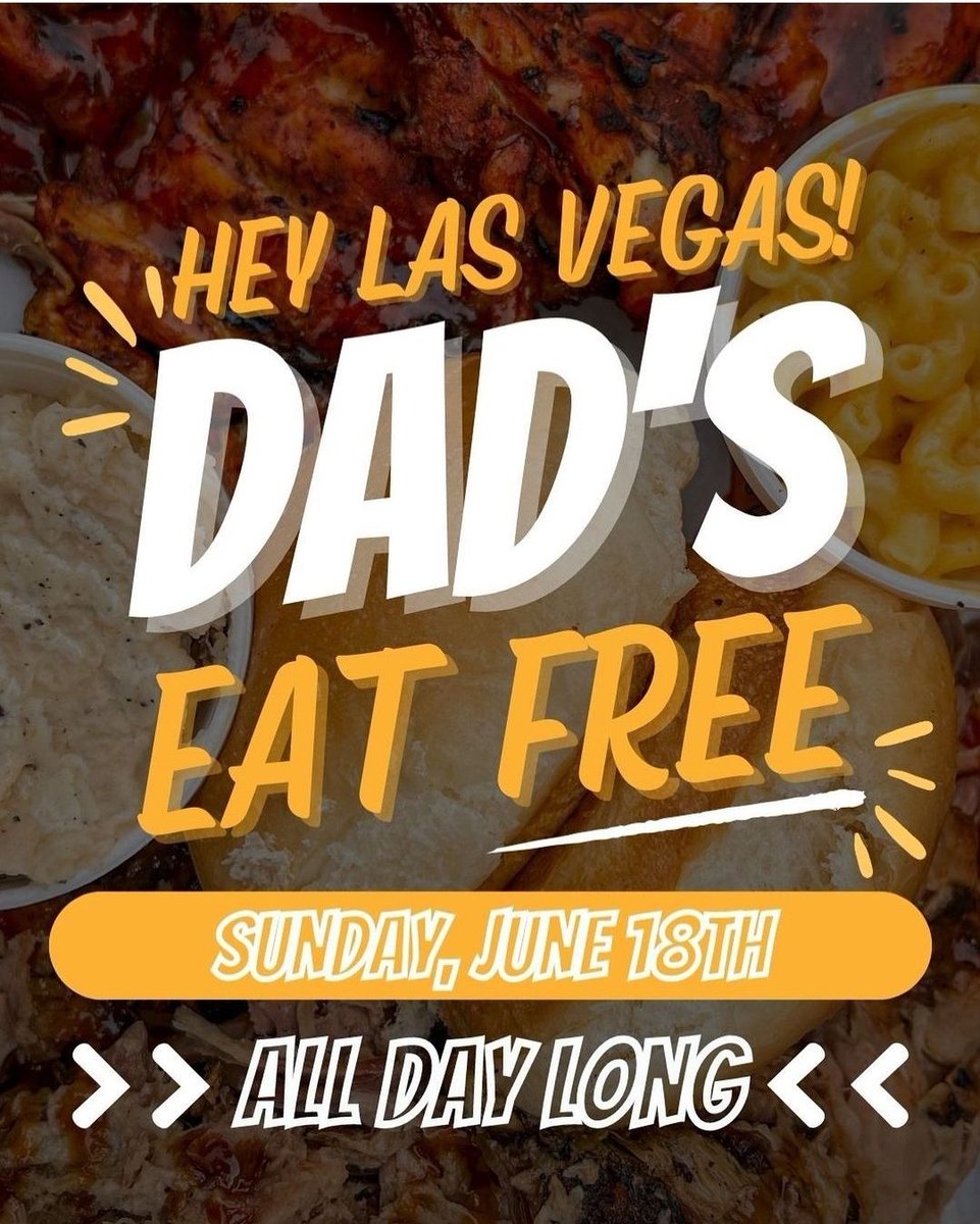 JessieRaesBBQ's tweet photo. HAPPY FATHER’S DAY! 🙌🏼 Dads meal is on us tomorrow — Sunday, June 18th! 🔥 Come swing in! 

*restrictions apply*

🔥Jessie Rae’s BBQ🔥

📍Henderson - 308 N. Boulder Highway
📞 (702) 602-5353 
🕖  Sun-Thurs | 11am-7pm • Fri-Sat | 11am-8pm

🚨 TEMPORARILY CLOSED 🚨 
📍Las Vegas - 5611 S. Valley View Blvd

#bbq #meat #meatlover #vegas #lasvegas #vegaslocal #lasvegaslocal #foodbeast #vegaslife #bbqlife #bbqlovers #bbqporn #meateater #meatporn #thrillist #food #foodie #vegasfood #smallbusiness