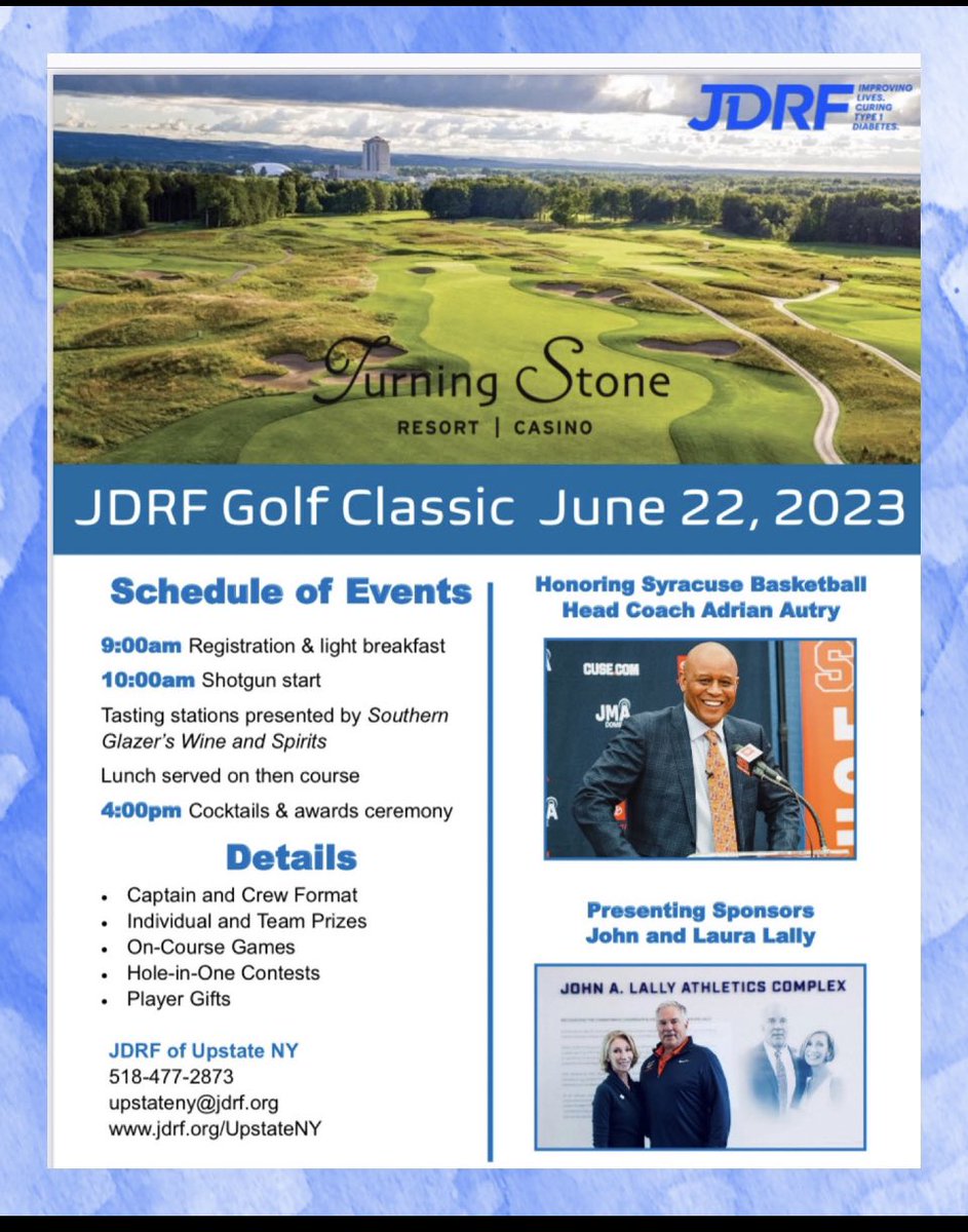 This is the week! Come join us on June 22nd for this great JDRF Upstate event!  @TurningStone @JDRFCNYROC #Type1Diabetes @CuseCoachJack #syracuseathletics @Cuse @JDRF @Cuse_MBB