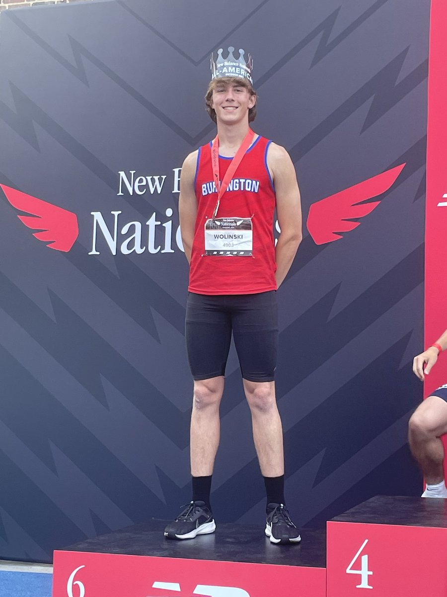 Elijah Wolinski is Burlington’s 13th All American in history with his 6th place finish in the Pentathlon at New Balance Nationals.