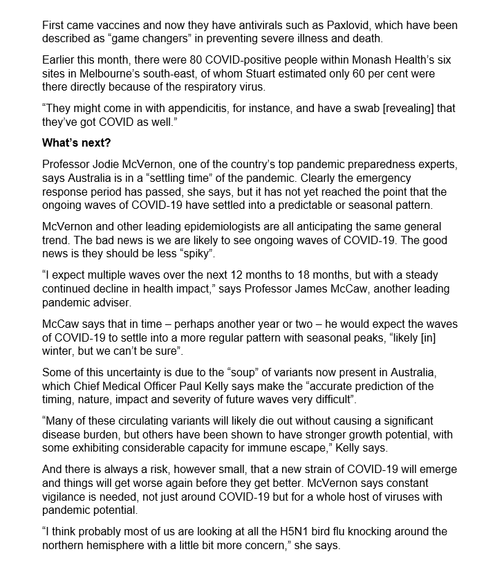 BigBadDenis's tweet photo. (1/2) Australia is in its 7th COVID wave. What’s next for the ‘Goldilocks virus’? By Aisha Dow and Henrietta Cook

"For many of us, COVID-19 will be nothing much more than a cold. Yet the virus continues to claim more lives in Australia than pneumonia and the flu combined." https://t.co/C6uAvNytfn