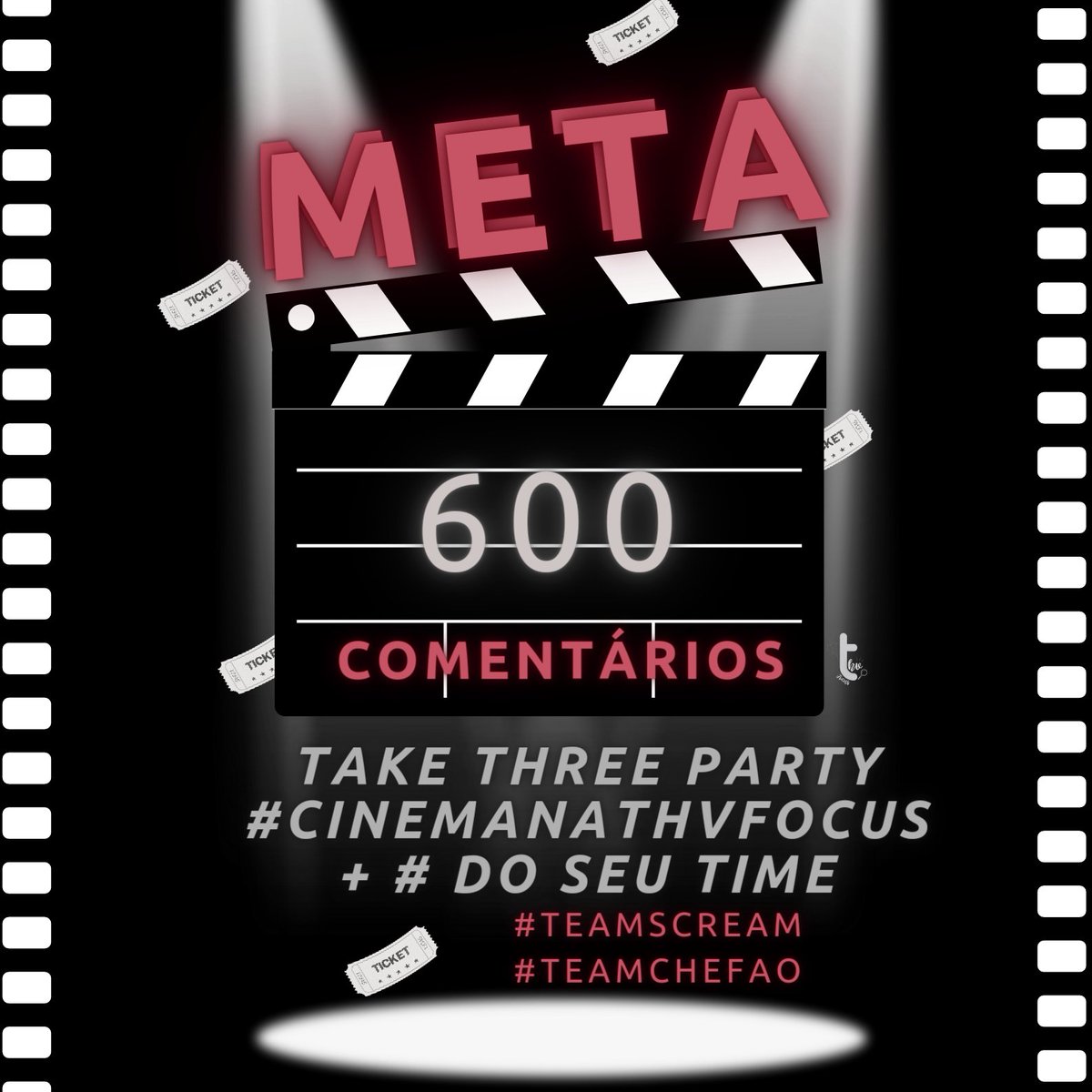thvfocusbr's tweet photo. MAIS UMA META BATIDA! 🍿🎬

META 200 ✅
META 300 ✅
META 500 ✅

AGORA SERÁ QUE CONSEGUIMOS 600, EM QUANTOS MINUTOS?

- COMENTEM USANDO NÚMEROS POR EXTENSO 
- COMENTEM USANDO O FANCHAT

TAKE THREE PARTY
#CINEMANATHVFOCUS 

+

#TEAMSCREAM ou
#TEAMCHEFAO https://t.co/0tufRl1gdG