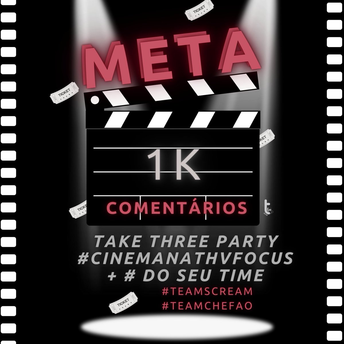 thvfocusbr's tweet photo. MAIS UMA META BATIDA! 🍿🎬

META 800 ✅

AGORA SERÁ QUE CONSEGUIMOS 1K DE COMENTÁRIOS?

- COMENTEM USANDO NOMES 
- COMENTEM USANDO O FANCHAT

TAKE THREE PARTY
#CINEMANATHVFOCUS 

+

#TEAMSCREAM ou
#TEAMCHEFAO https://t.co/iDXOwXOXGL